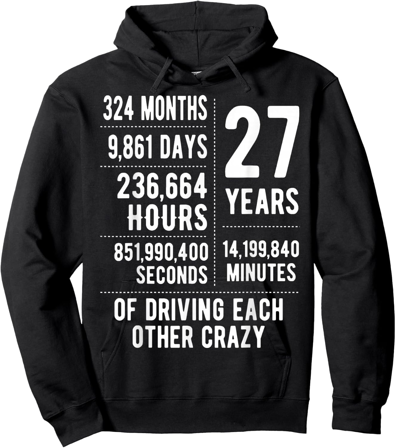 27 Years Married Funny 27th Wedding Anniversary Hoodie - Hoodie | Black