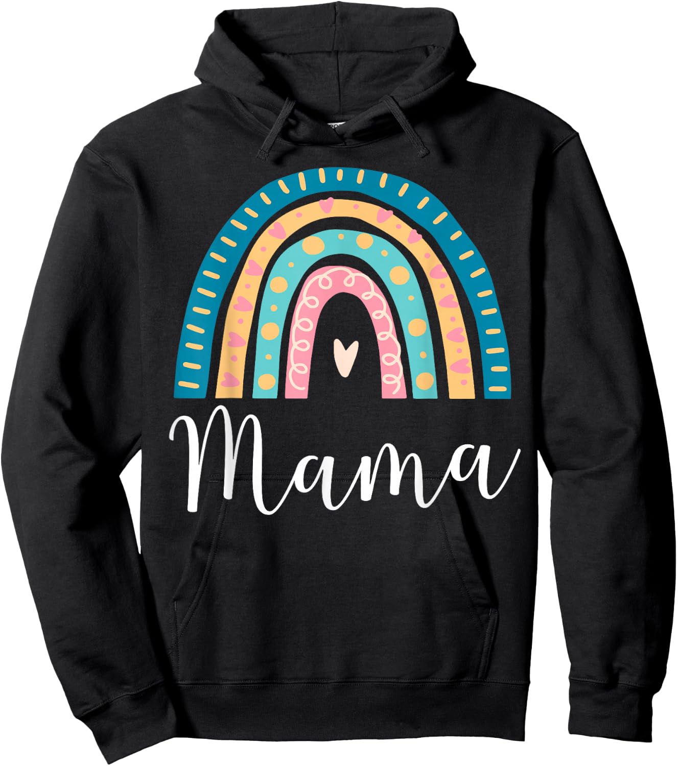 Mama Rainbow Gifts Mom Family Matching Birthday Hoodie - Hoodie | Black