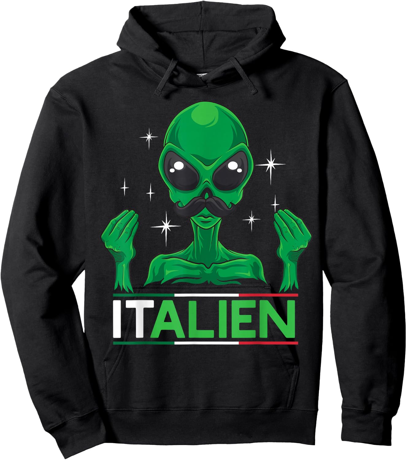 Funny Italian Alien Pun Italy Hand Gesture Hoodie - Hoodie | Black