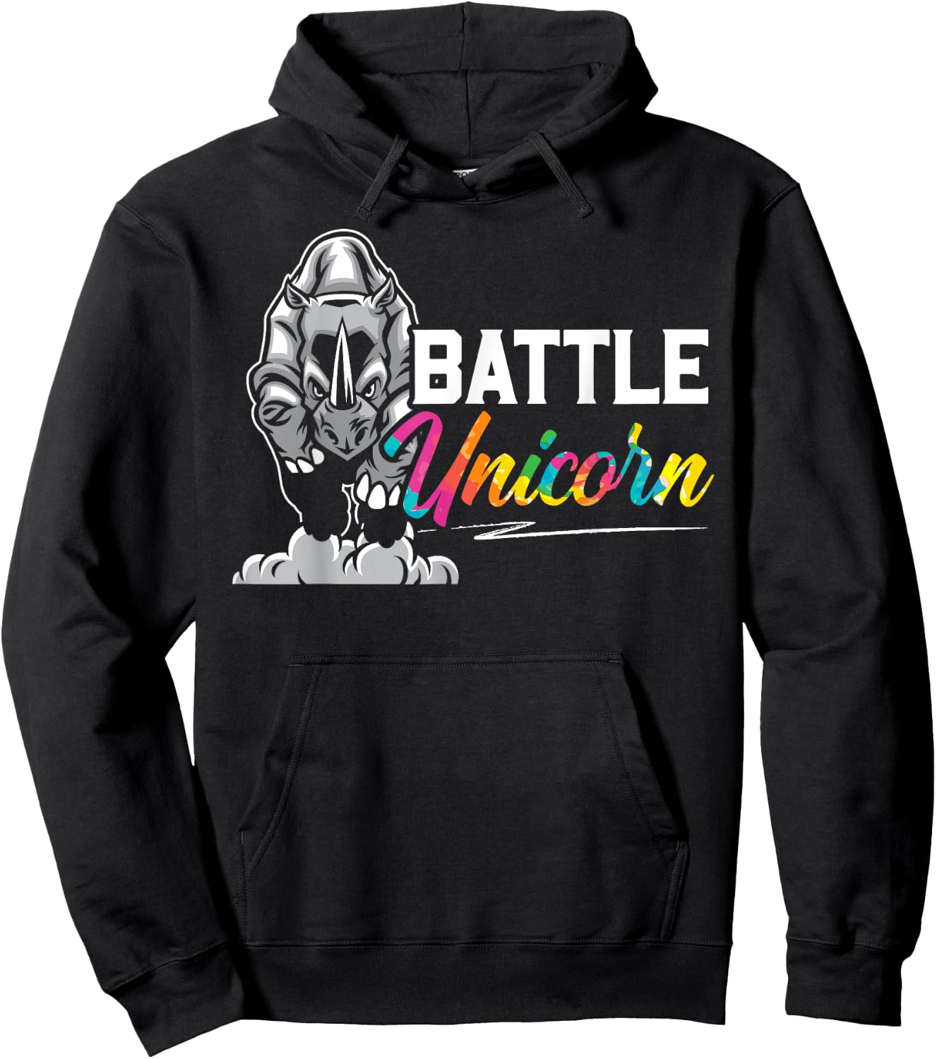Battle Unicorn Rhinocerus Wildlife Animal Herbivore Rhino Hoodie - Hoodie | Black