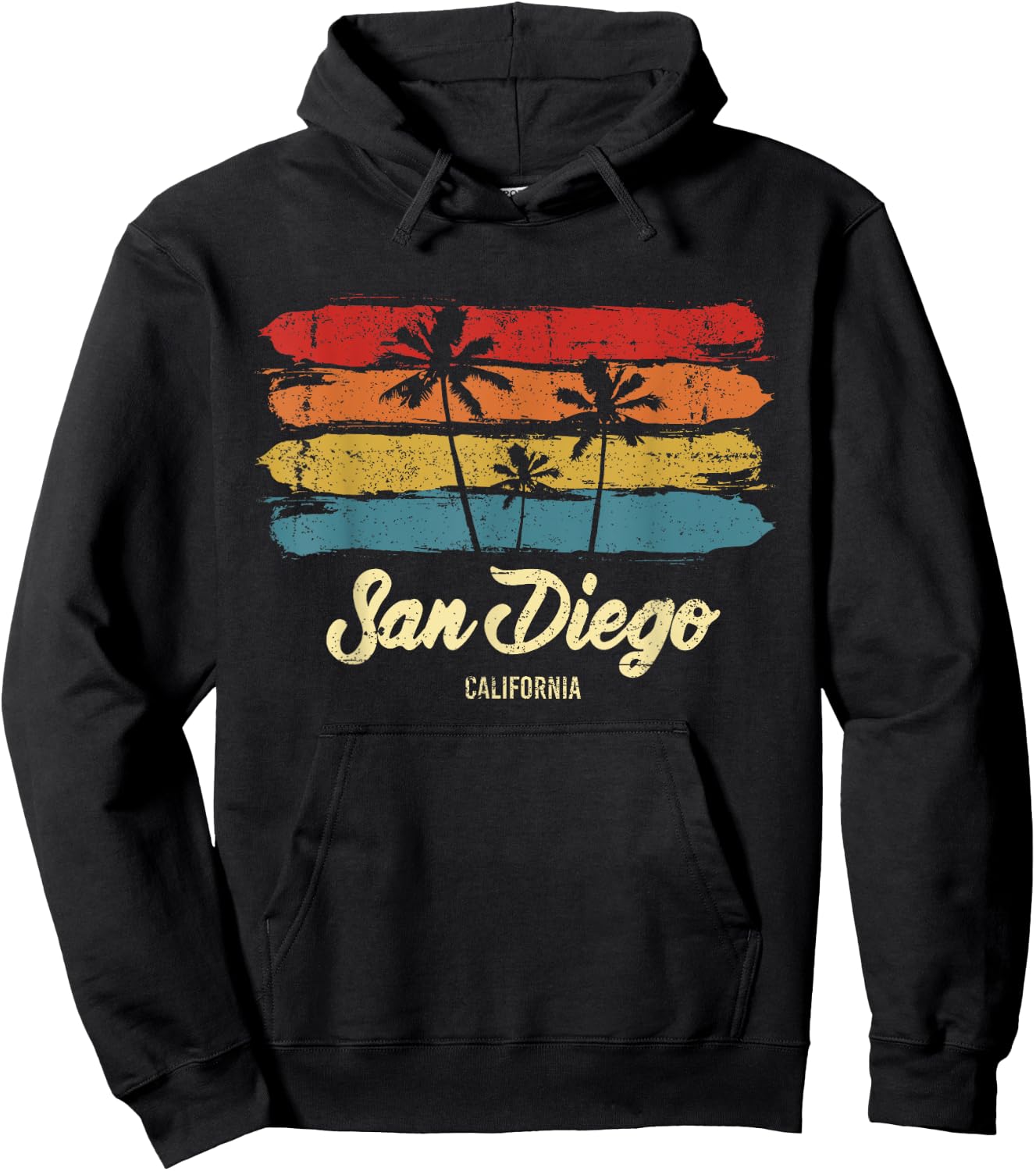 Vintage San Diego California Palm Trees CA Retro Hoodie - Hoodie | Black