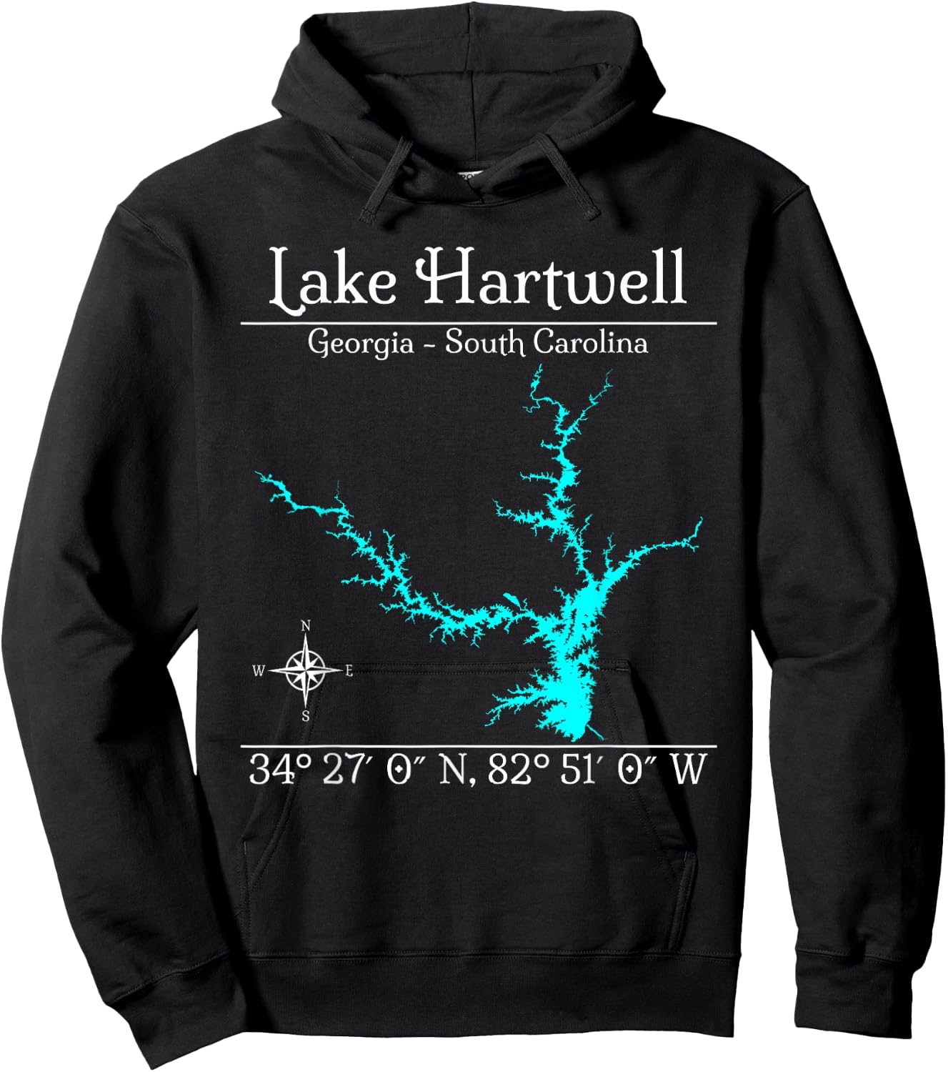 Lake Hartwell, Georgia - South Carolina Hoodie - Hoodie | Black