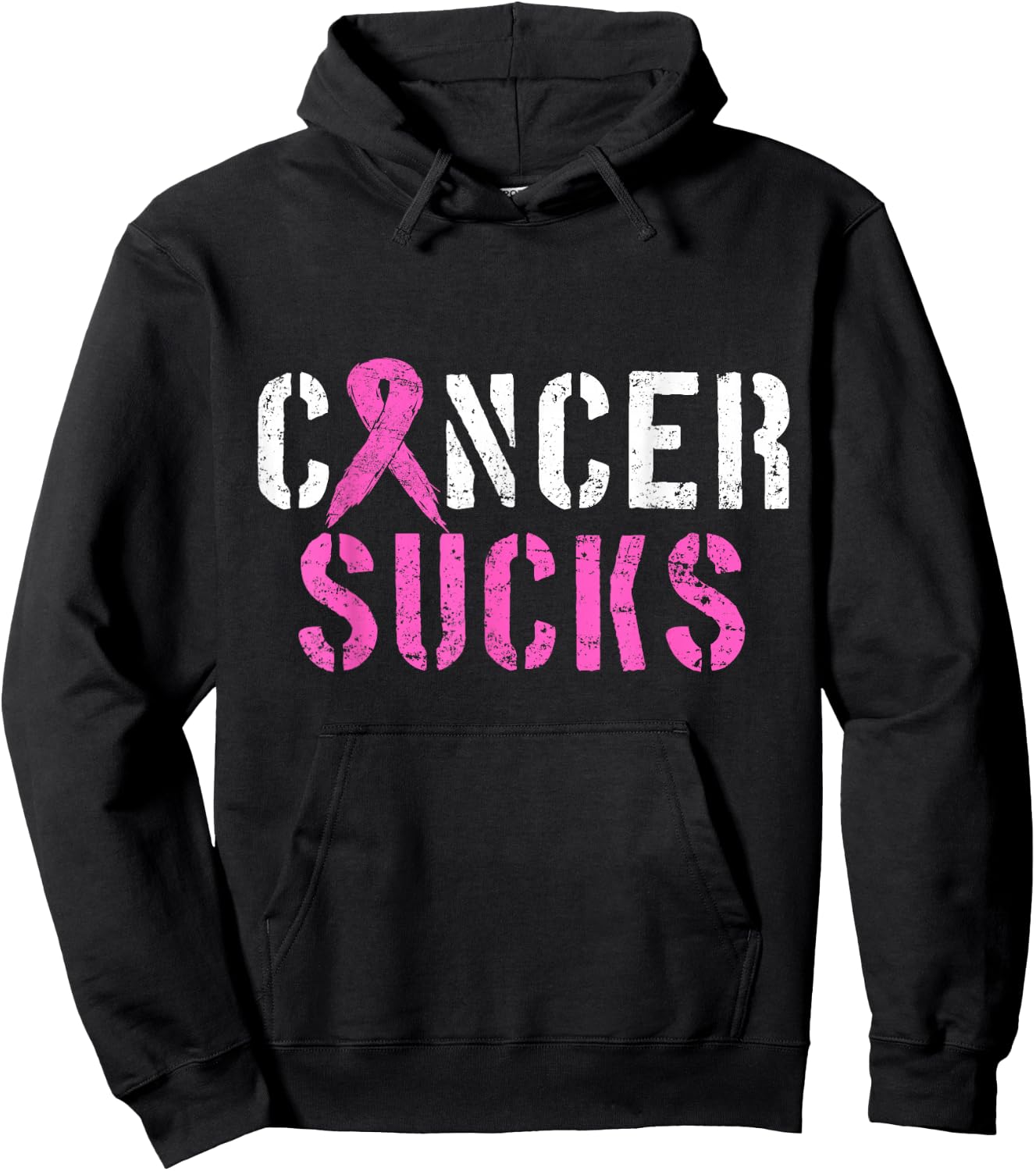 Cancer Sucks Pink Ribbon Hoodie - Hoodie | Black