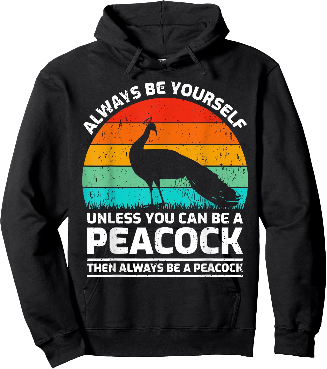 Vintage Peacock Bird Lover Retro Cute Peacock Hoodie - Hoodie | Black