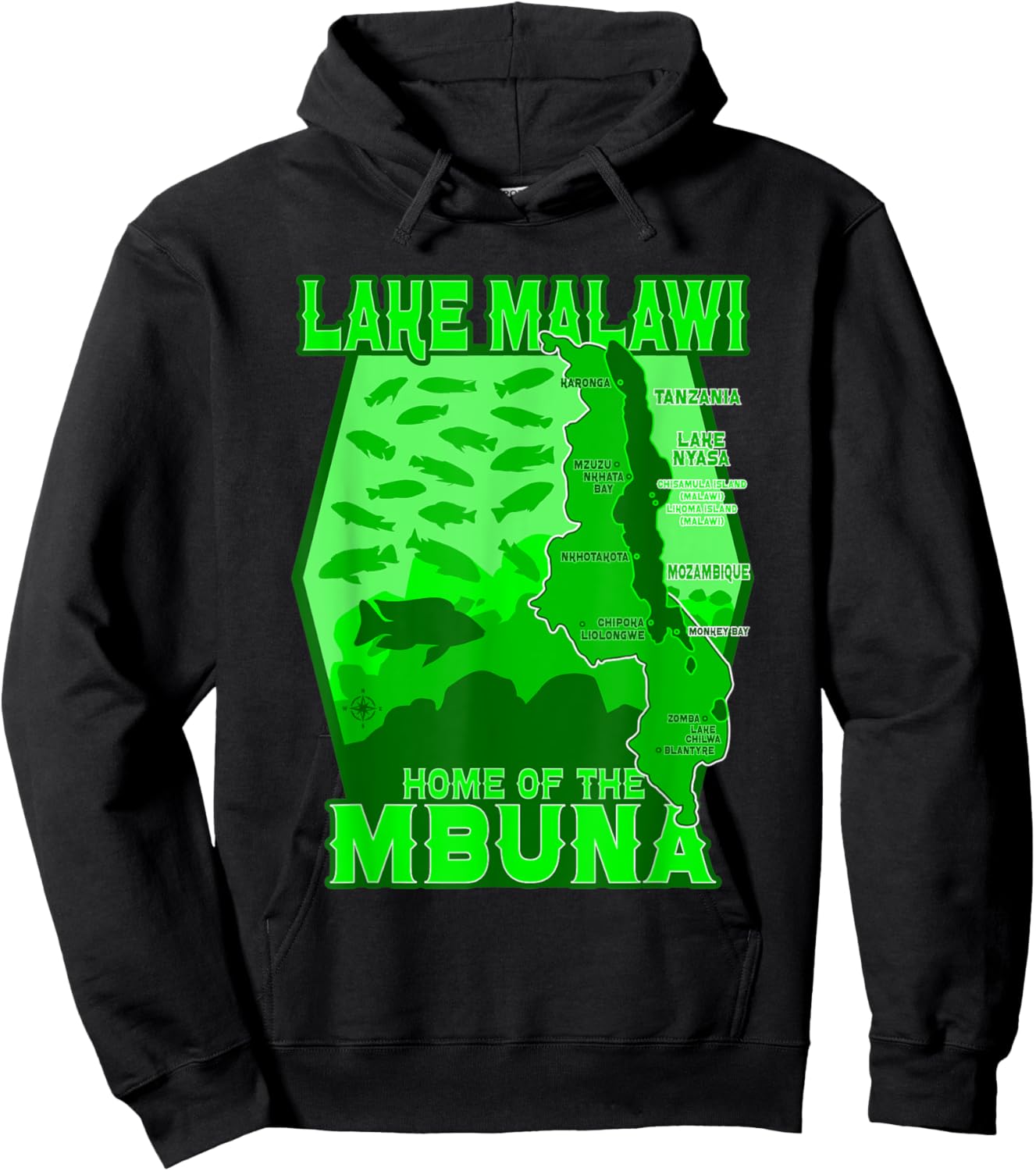 Lake Malawi Africa Cichlids Aquarium Fish Mbuna Peacock Hoodie - Hoodie | Black
