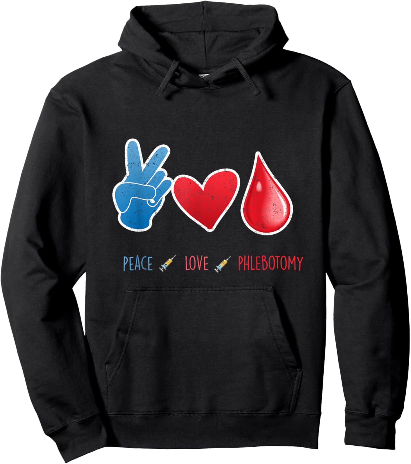 Peace Love Phlebotomy Phlebotomist Blood Donor Help Gift Hoodie - Hoodie | Black