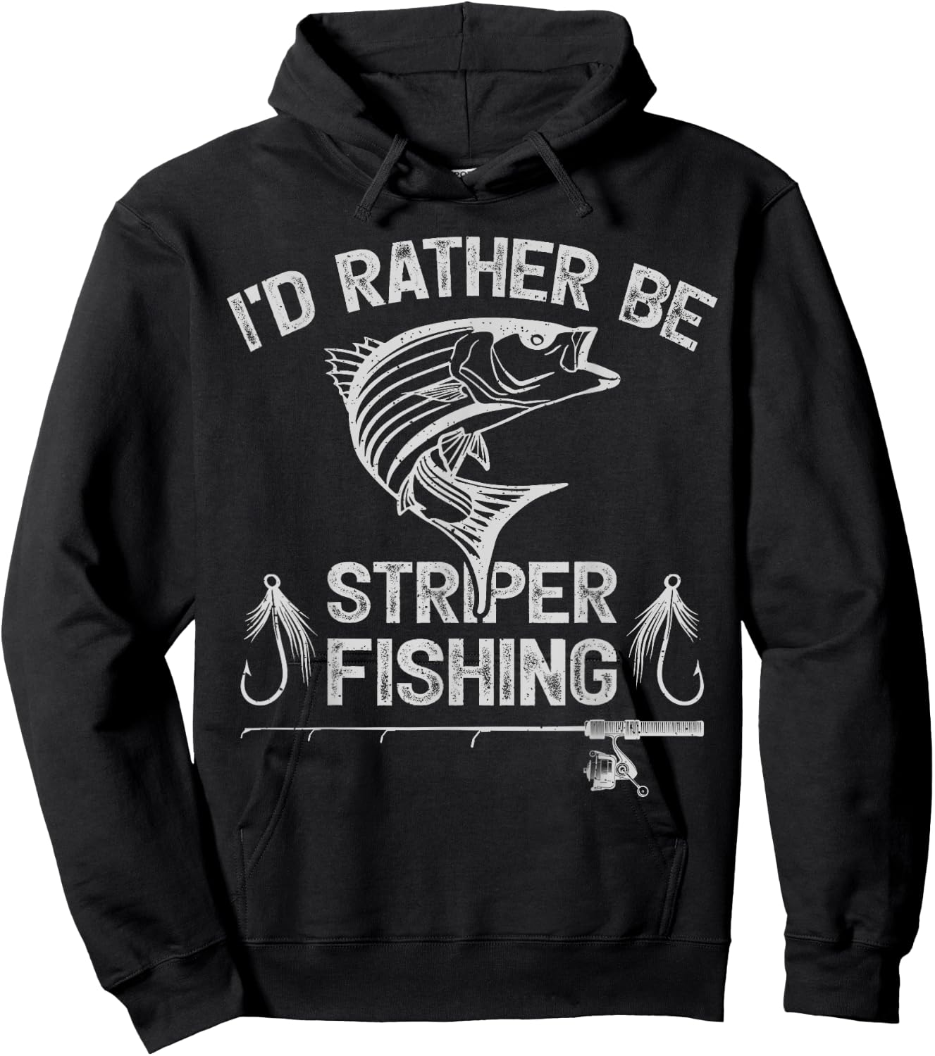 Funny Fishing Lover Retro I'd Rather Be Striper Fishing Hoodie - Hoodie | Black