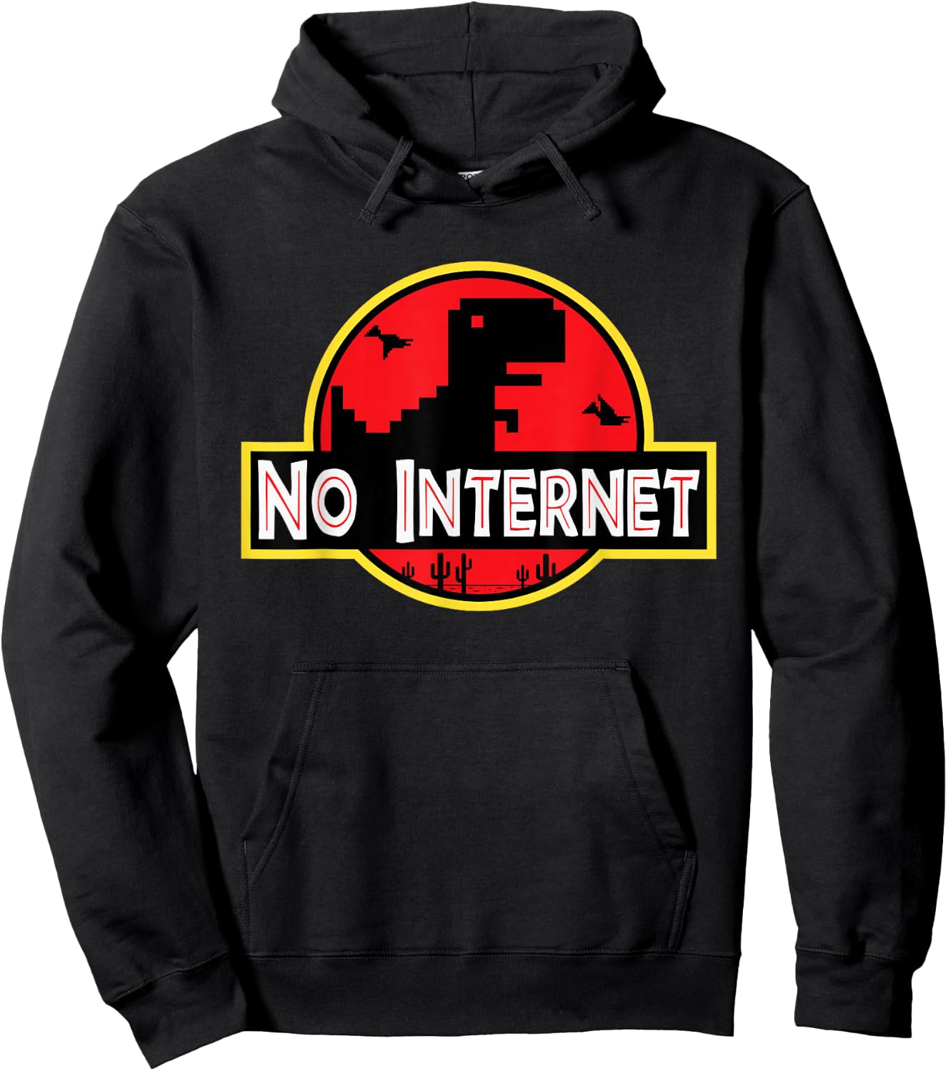No Internet T-Rex Dino Nerdy 8-Bit Hoodie - Hoodie | Black