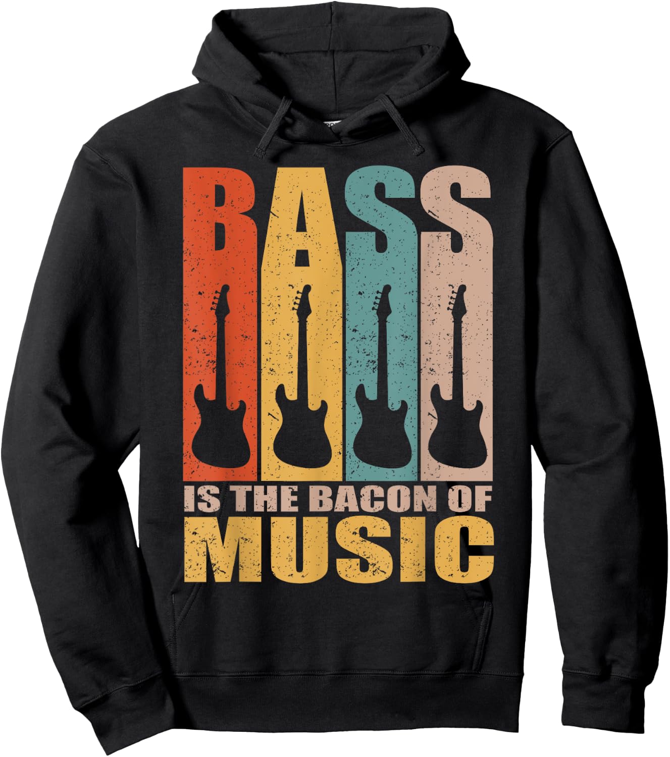 Retro Bass Is The Bacon Of Music Vintage Bass Guitar Hoodie - Hoodie | Black