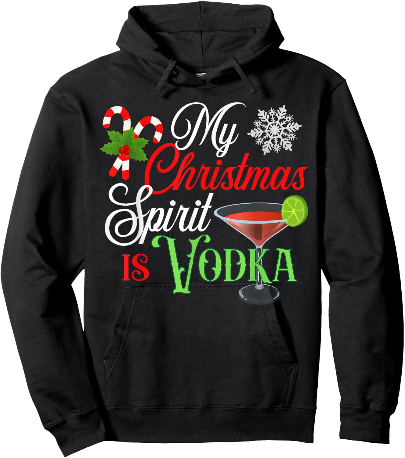 My Christmas Spirit is Vodka Funny Holiday Drinking Hoodie - Hoodie | Black