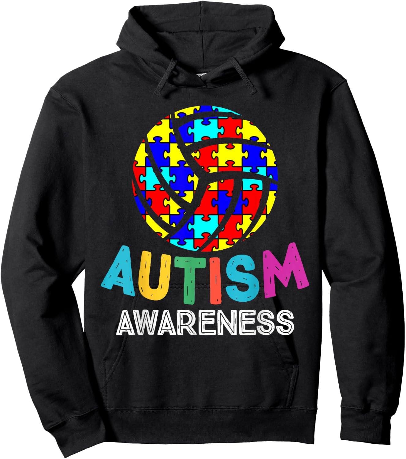 Autism Awareness Month Volleyball Sports Ribbon Women Shirt Hoodie - Hoodie | Black