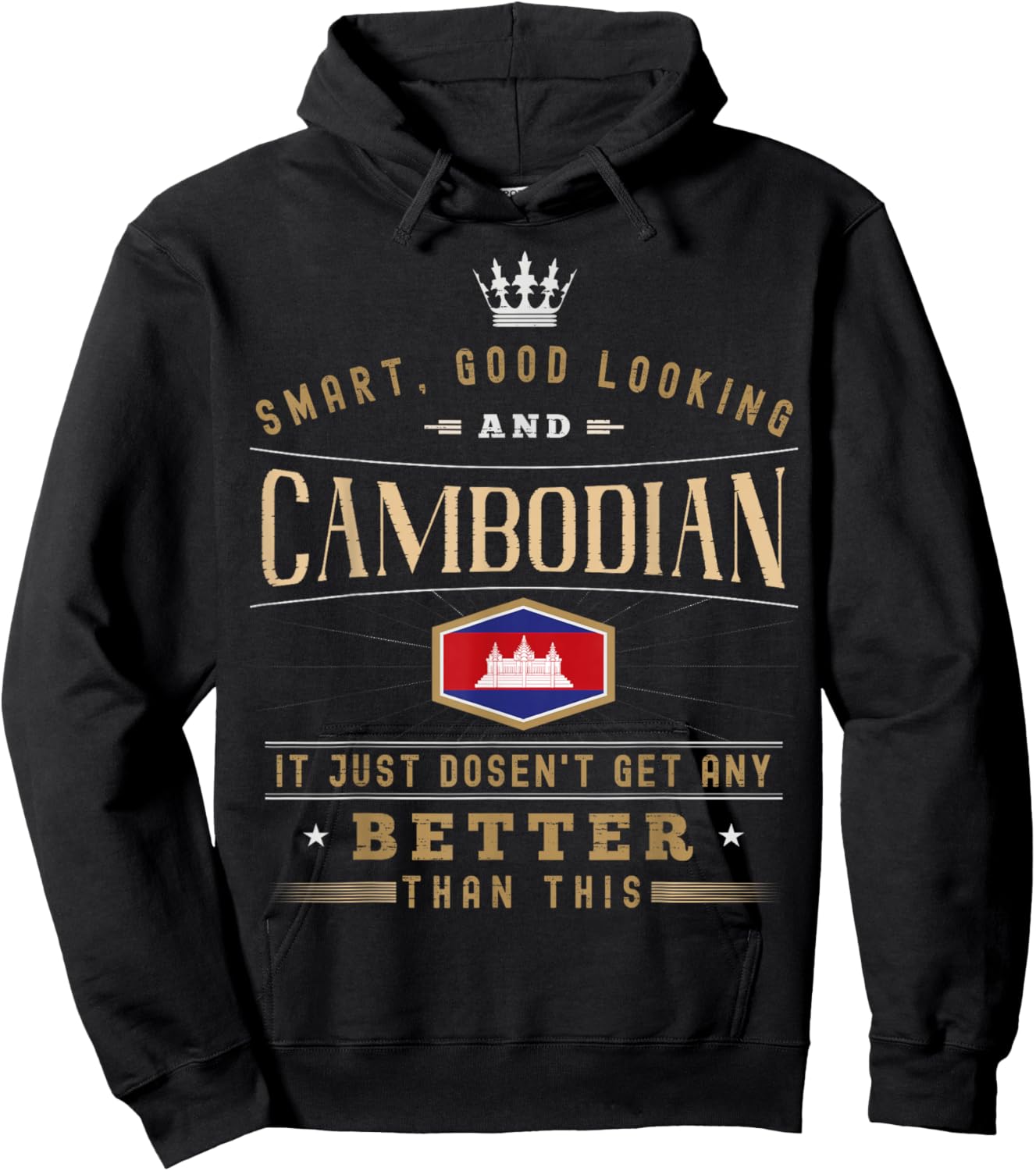 Cambodia Flag Souvenirs for Cambodians Men & Women Hoodie - Hoodie | Black