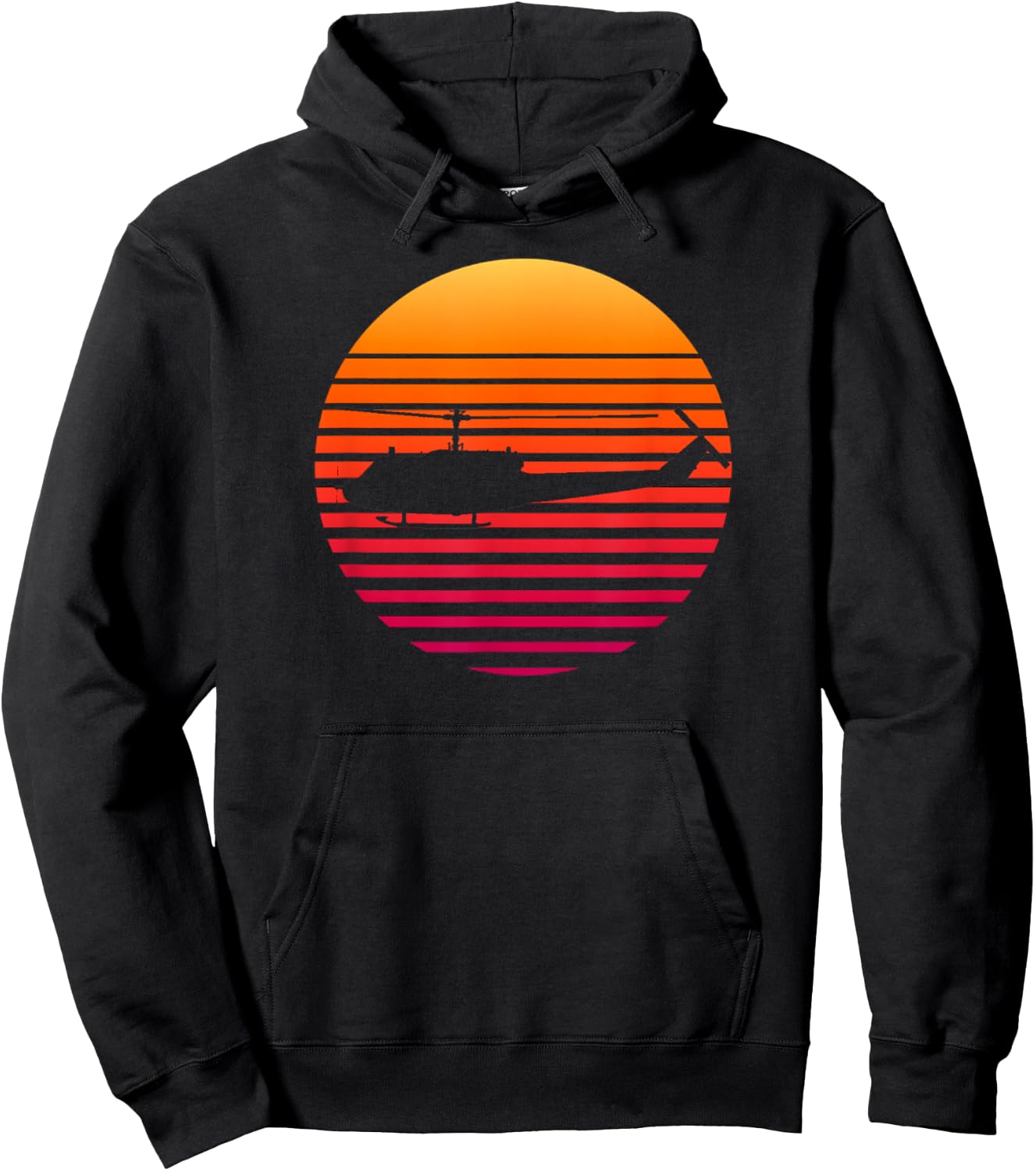 Vintage UH-1 Huey Helicopter Military Hoodie - Hoodie | Black