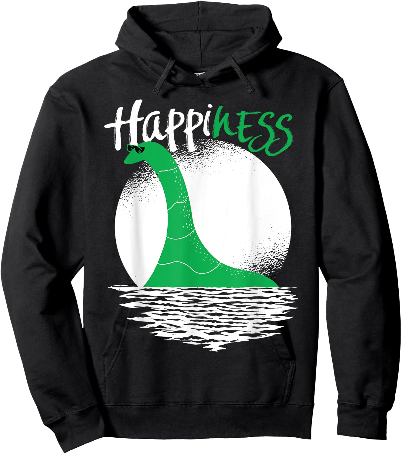 Funny Loch Ness Monster HappiNESS Happy Nessie Pun Hoodie - Hoodie | Black