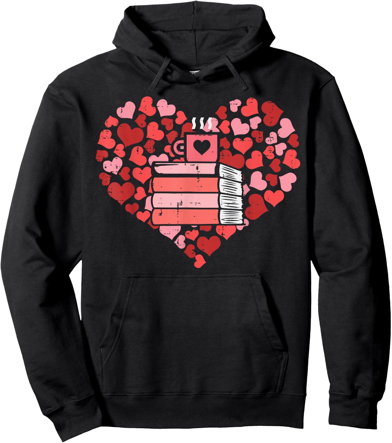 Book Heart Cute Read Book Reading Librarian Across America Hoodie - Hoodie | Black