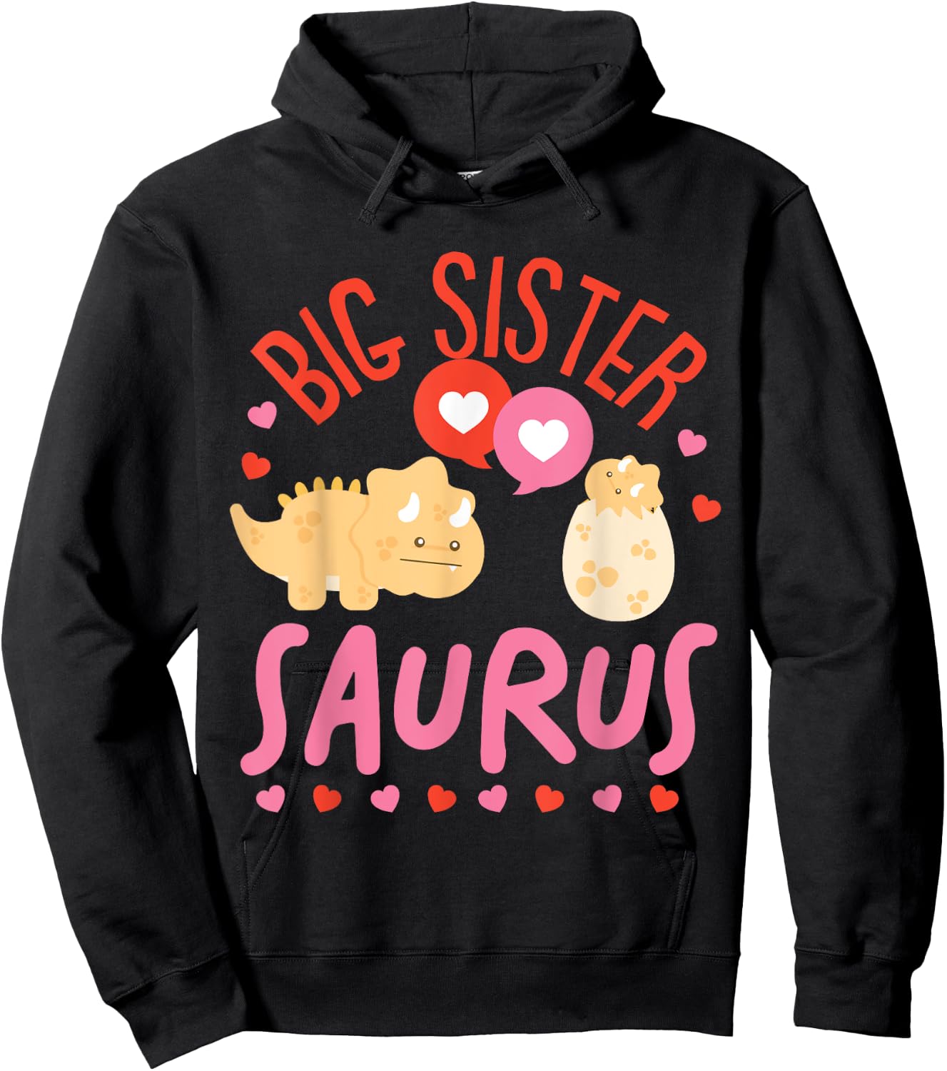Cute Dinosaurs Design For Big Sister Saurus Hoodie - Hoodie | Black