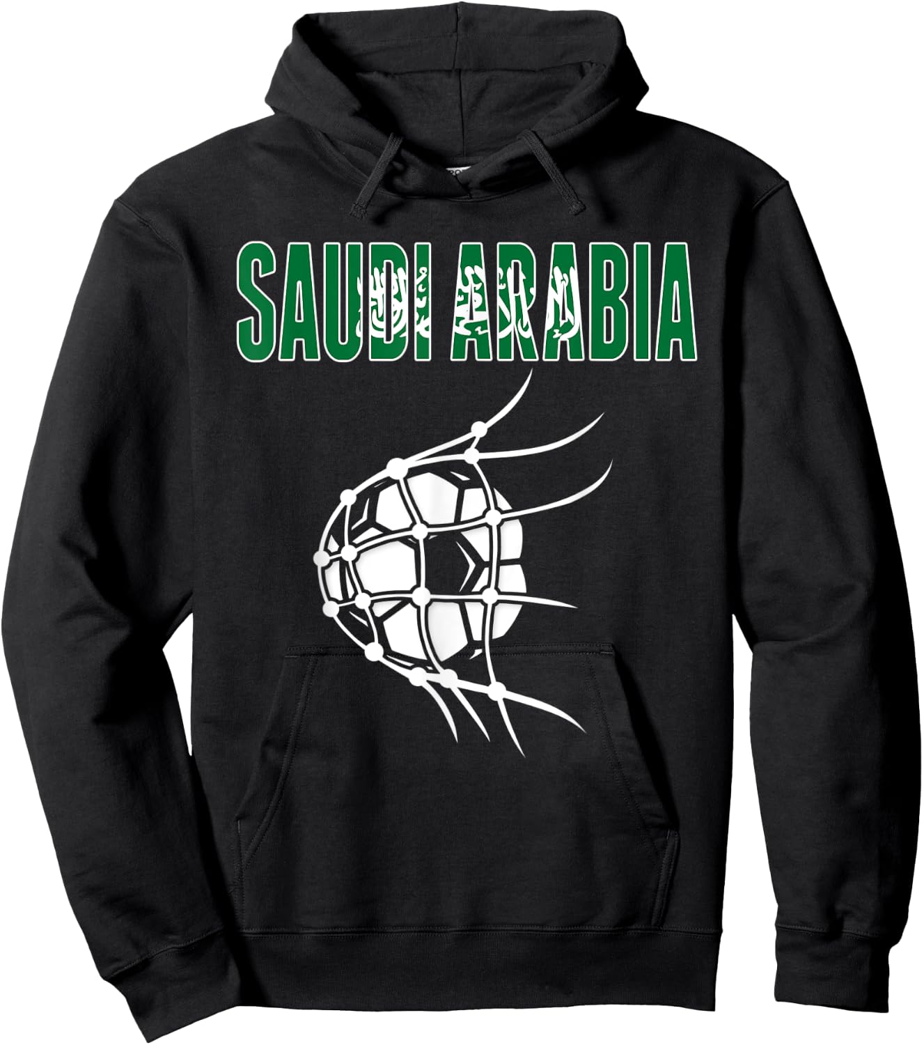 Saudi Arabia Soccer Fans Jersey - Saudi Flag Football In Net Hoodie - Hoodie | Black