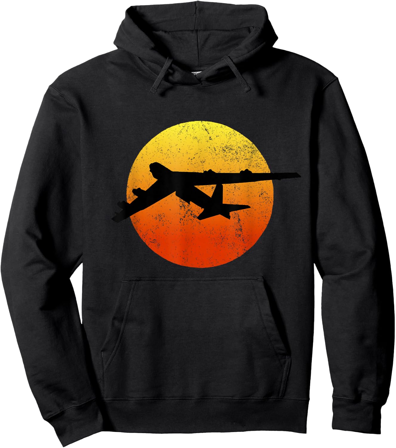 THE SALTY VETERAN B-52 Stratofortress Silhouette Bomber Plane - Men's Black Small Classic Fit Retro Style Cotton Polyester Hoodie - Hoodie | Black