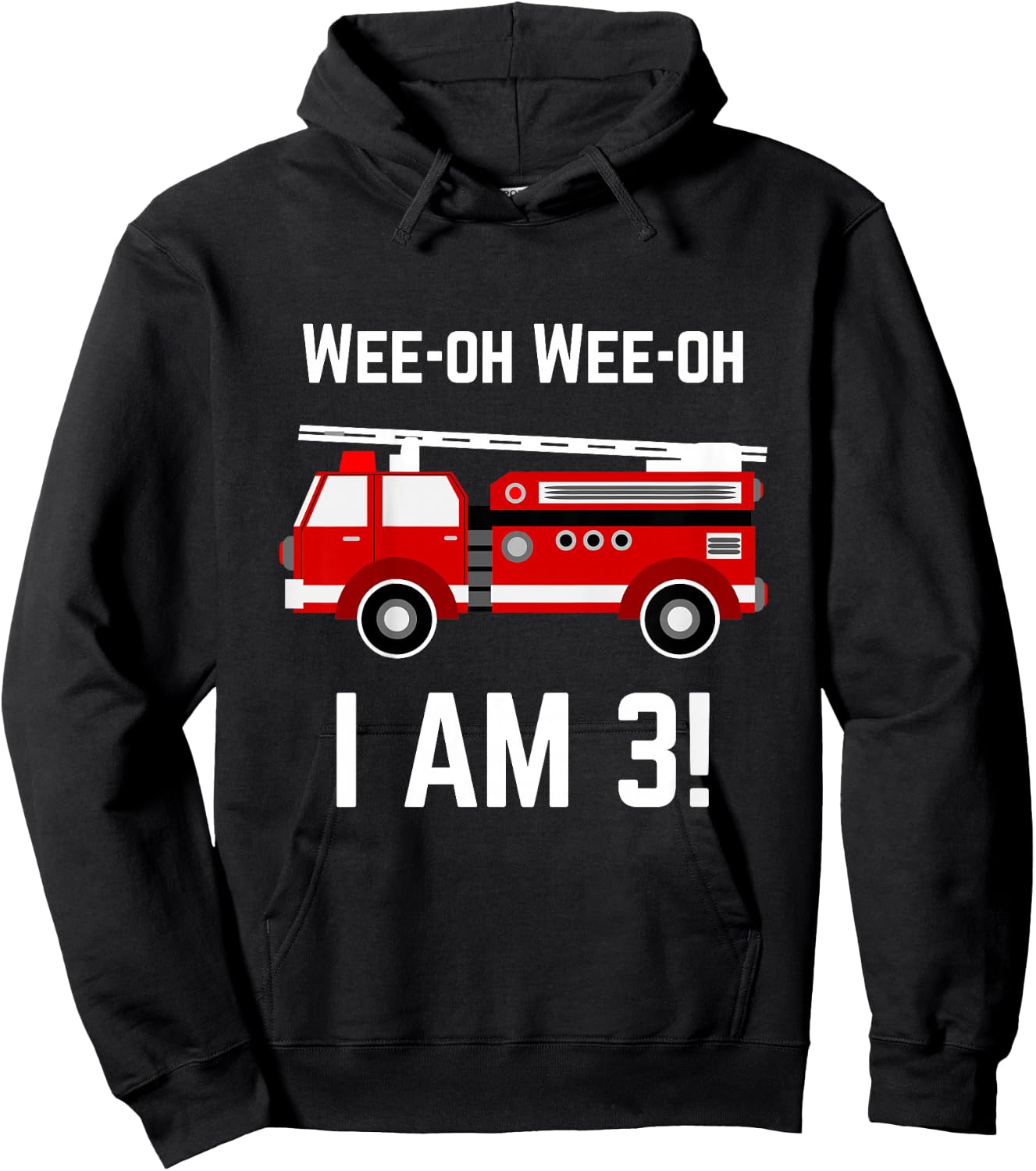 Kids Kids Firetruck 3 Year Old Birthday 3rd Birthday Gift Hoodie - Hoodie | Black