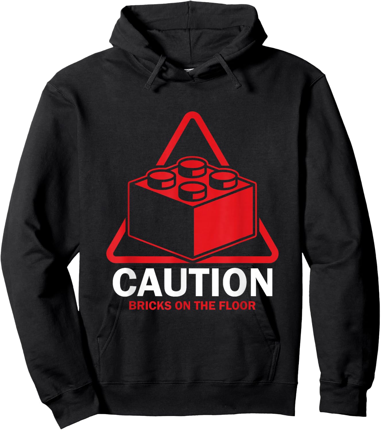 Funny Caution Bricks on Floor Builder Large Building Blocks Hoodie - Hoodie | Black