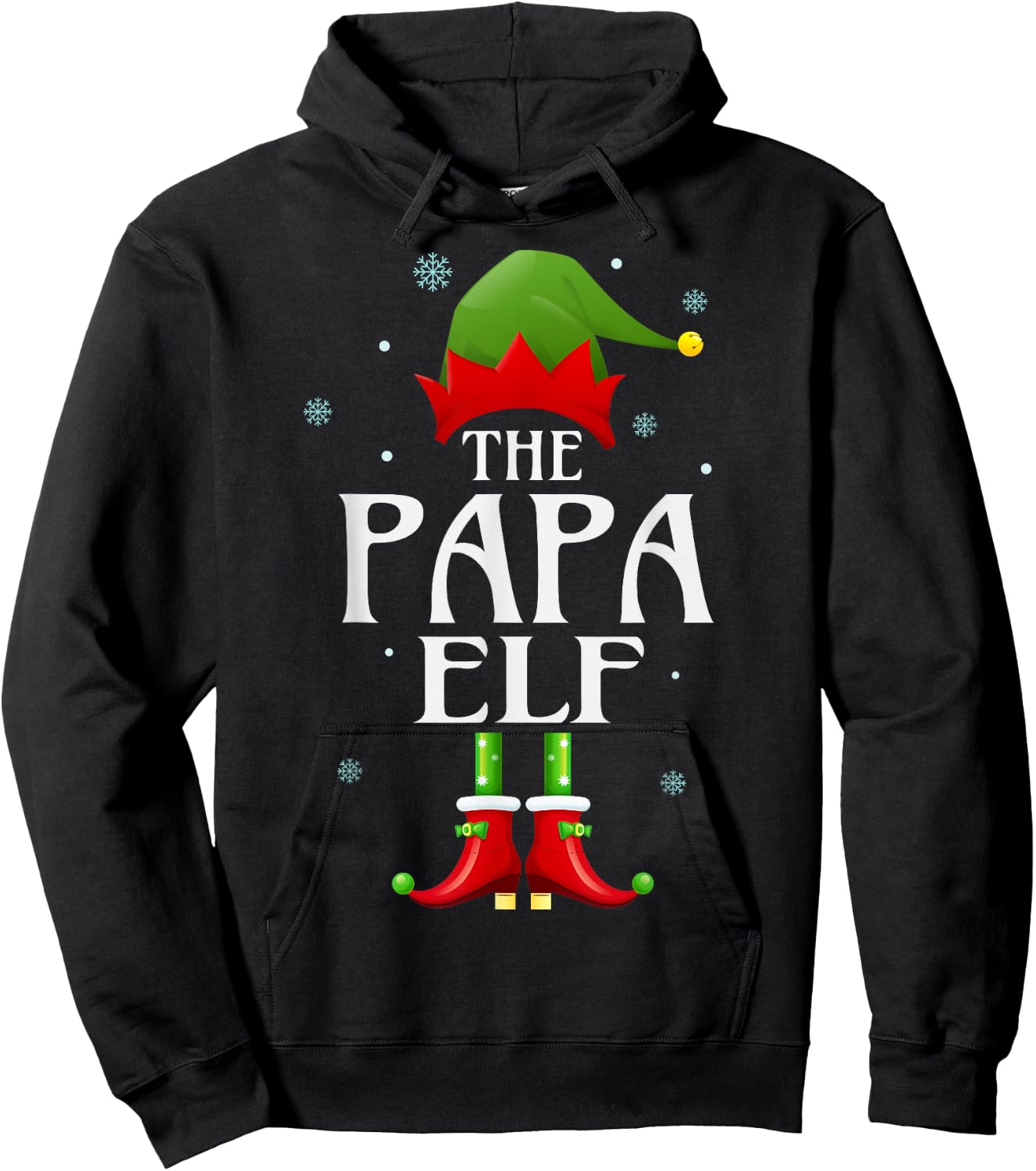 Papa Elf Xmas Matching Family Group Christmas Party Pajama Hoodie - Hoodie | Black