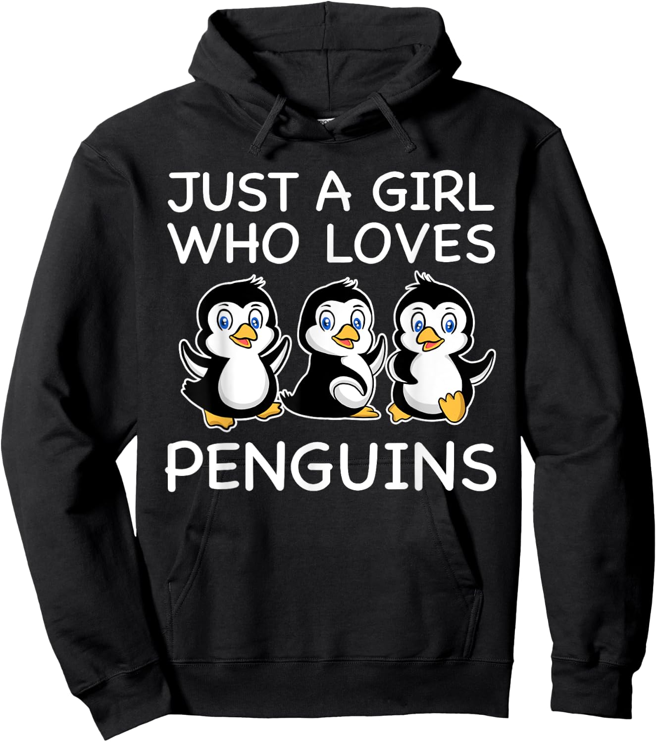 Cute Penguin Art Women Girls Baby Bird Animal Penguin Lover Hoodie - Hoodie | Black