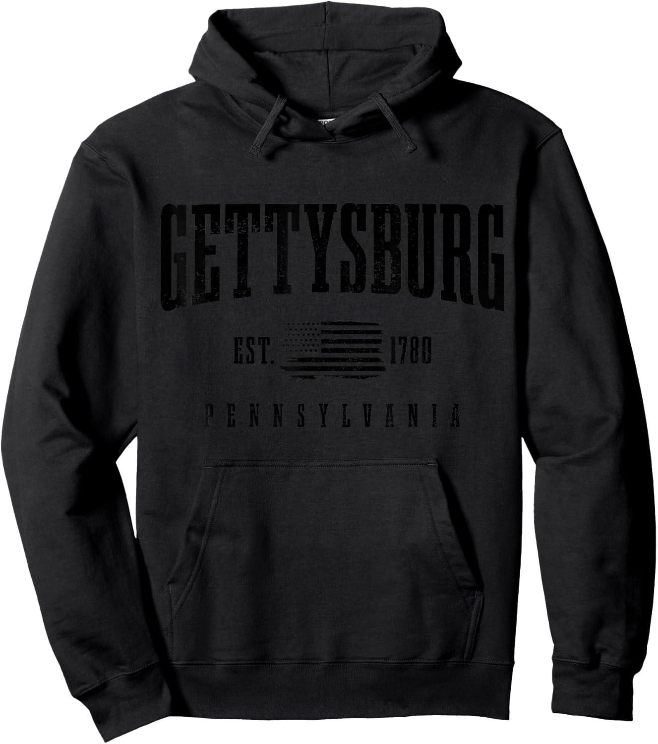 Gettysburg Pennsylvania 1780 Vintage American Flag Hoodie - Hoodie | Black