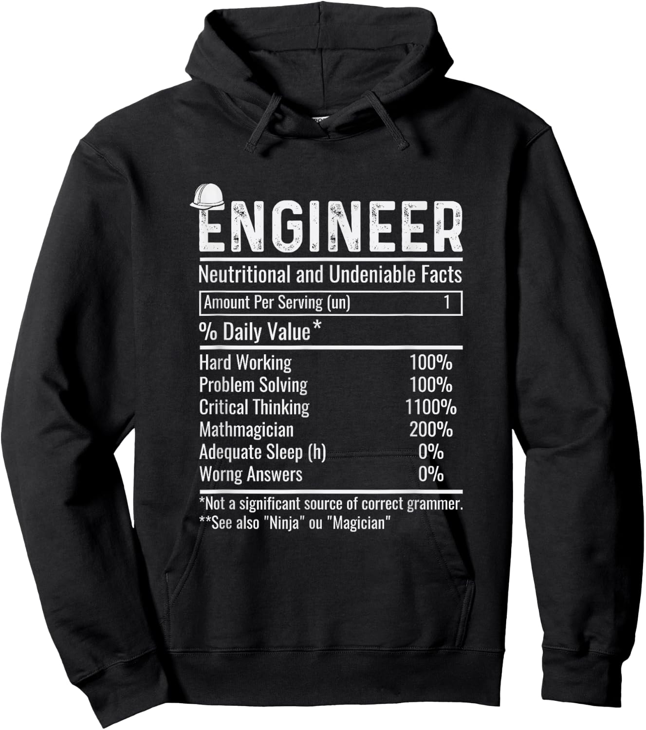 Engineer Nutritional Facts Funny Engineering Hoodie - Hoodie | Black