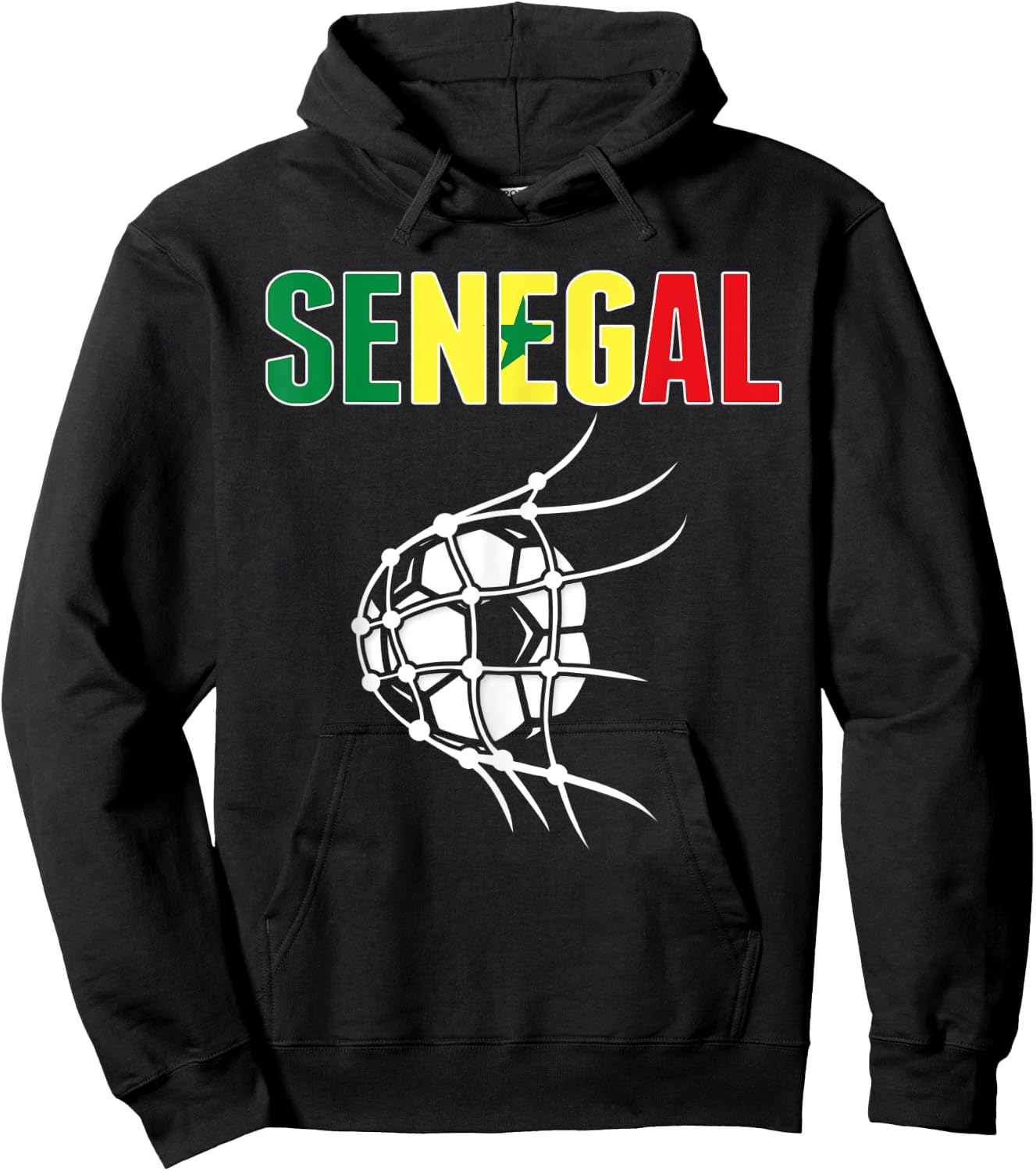 Senegal Soccer Fans Jersey - Senegalese Flag Football In Net Hoodie - Hoodie | Black
