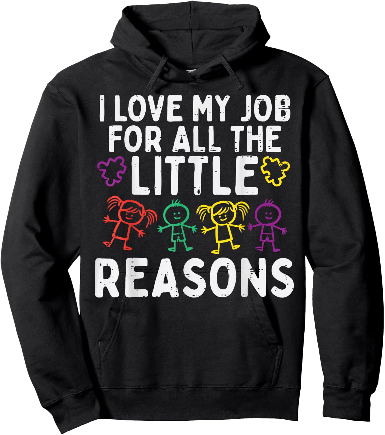 I Love My Job For Little Reasons Autism Awareness Teacher Hoodie - Hoodie | Black