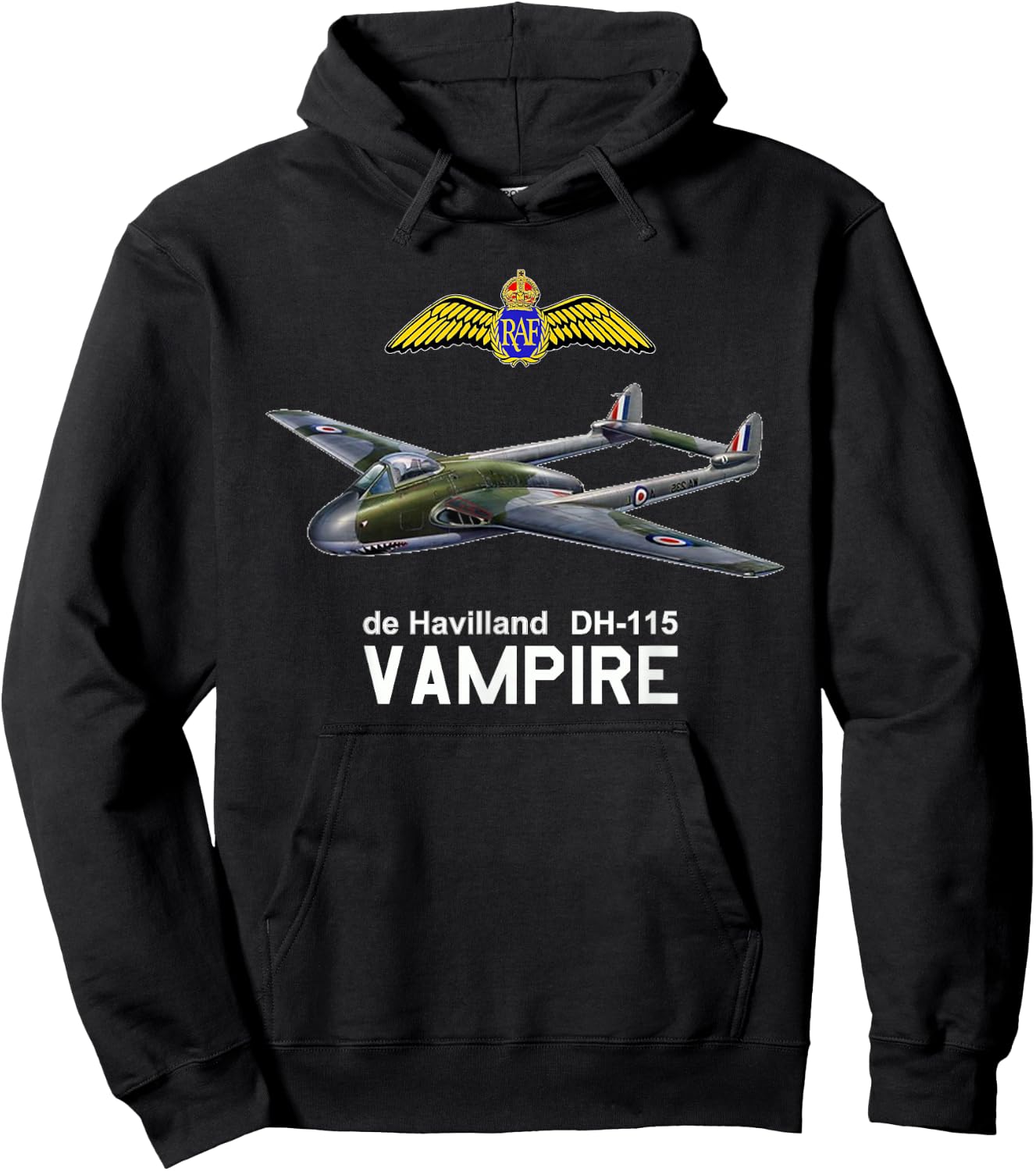 De Havilland Vampire British Military Aircraft Gift Hoodie - Hoodie | Black