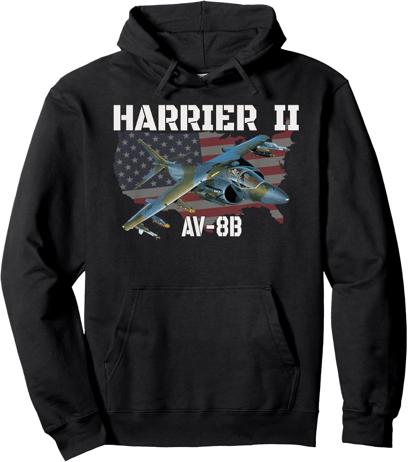 AV-8B Harrier II Ground-Attack Aircraft Military Aviation Hoodie - Hoodie | Black