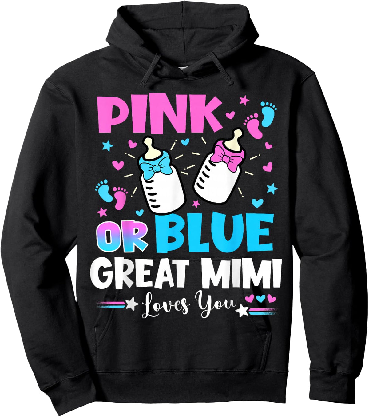 Pink Or Blue Great Mimi Loves You Gender Reveal Baby Hoodie - Hoodie | Black