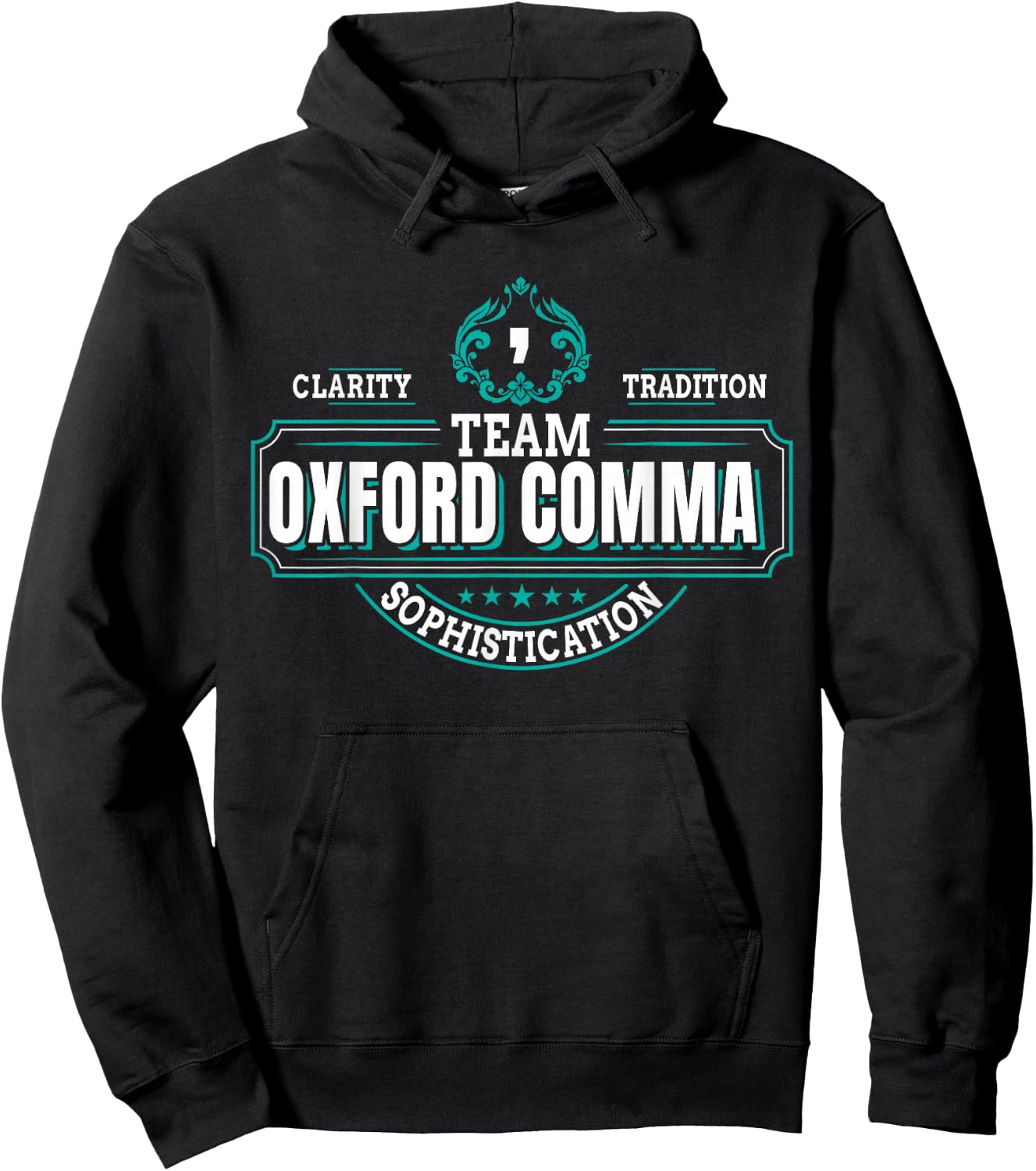 Funny Team Oxford Comma - Grammar Book Lovers Design Hoodie - Hoodie | Black