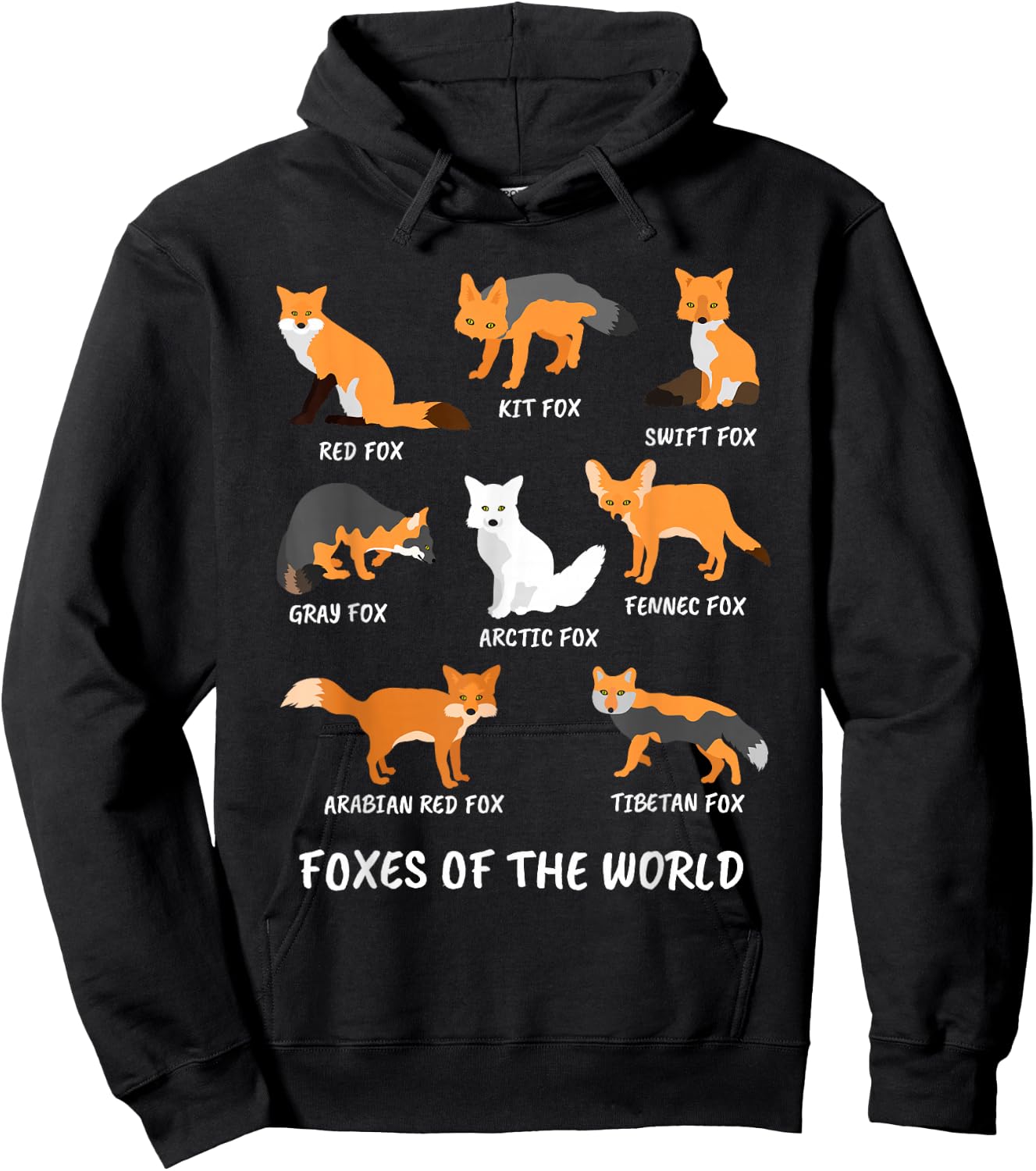 Foxes of the World Fox Lover Hoodie - Hoodie | Black