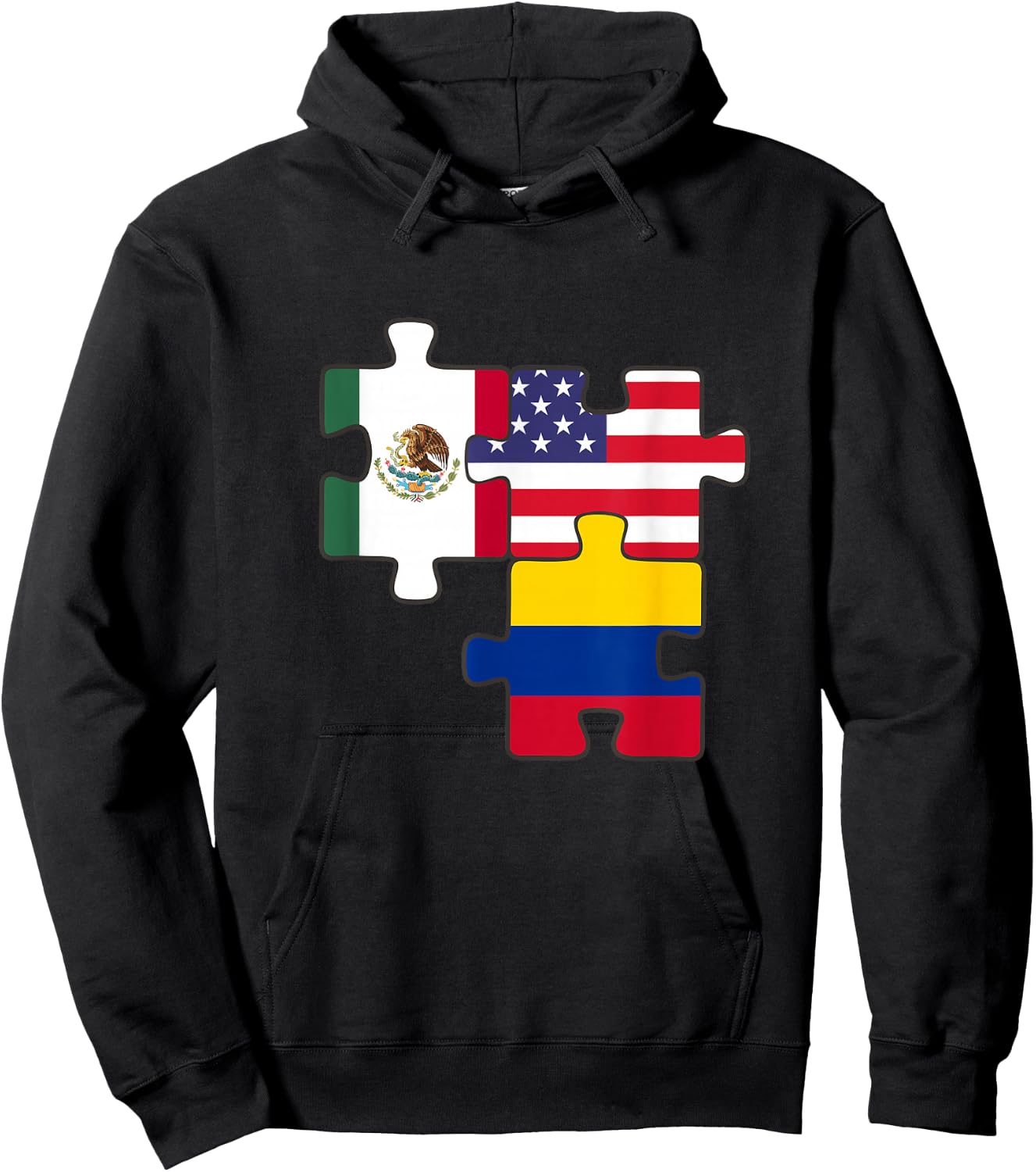 Mexican and Colombian roots plus USA flag Hoodie - Hoodie | Black