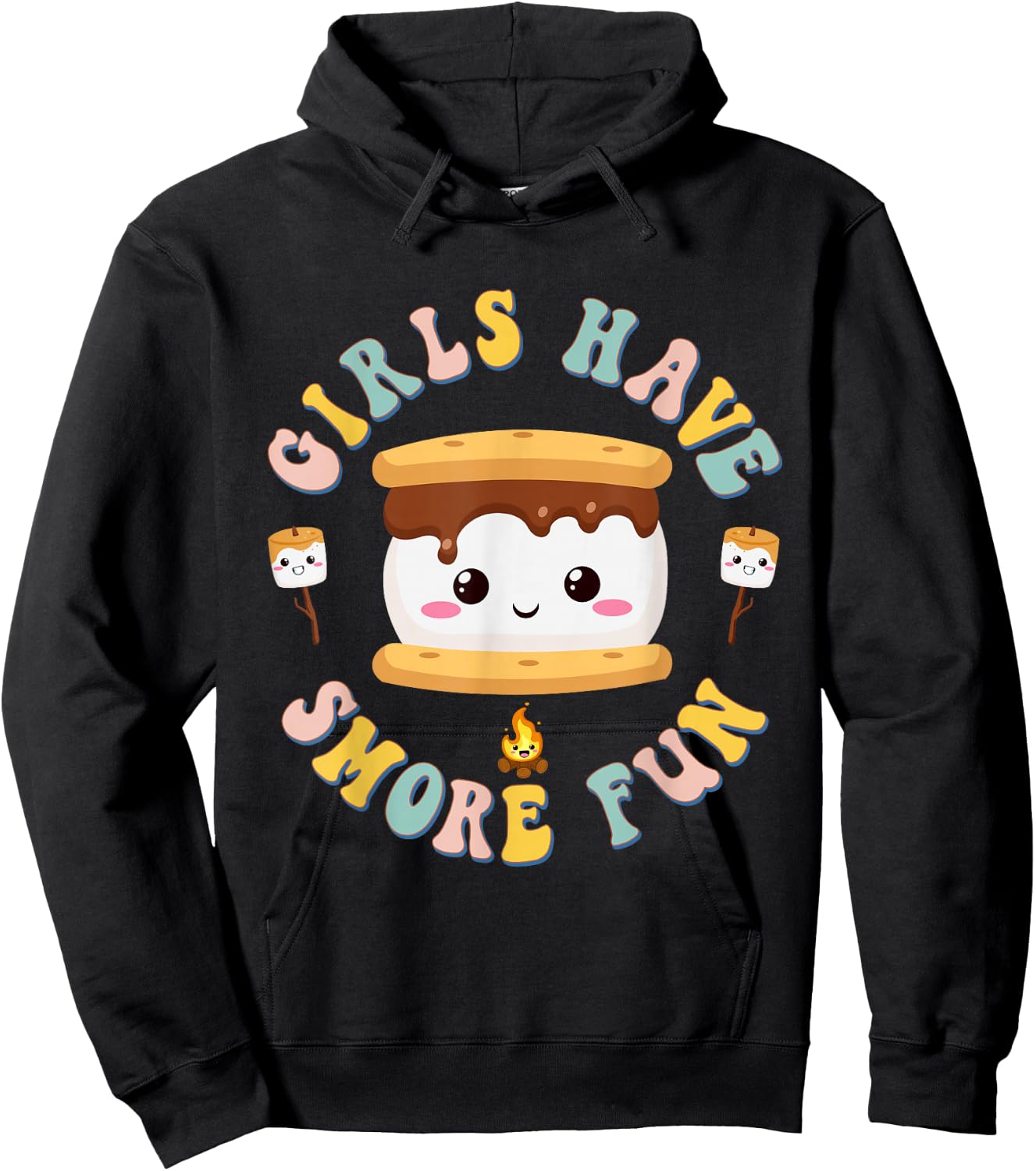 Women Camping Kawaii Smores Girls Have S'More Kids Camping Hoodie - Hoodie | Black