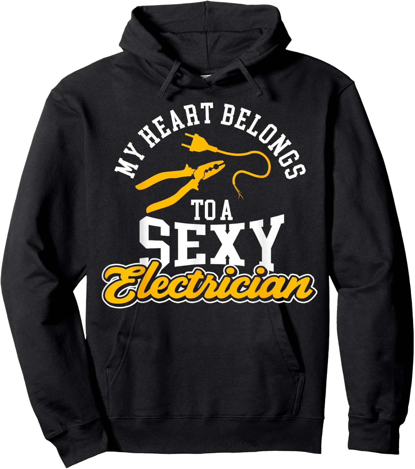 I Love My Electrician Wife Girlfriend My Heart Belongs To A Hoodie - Hoodie | Black