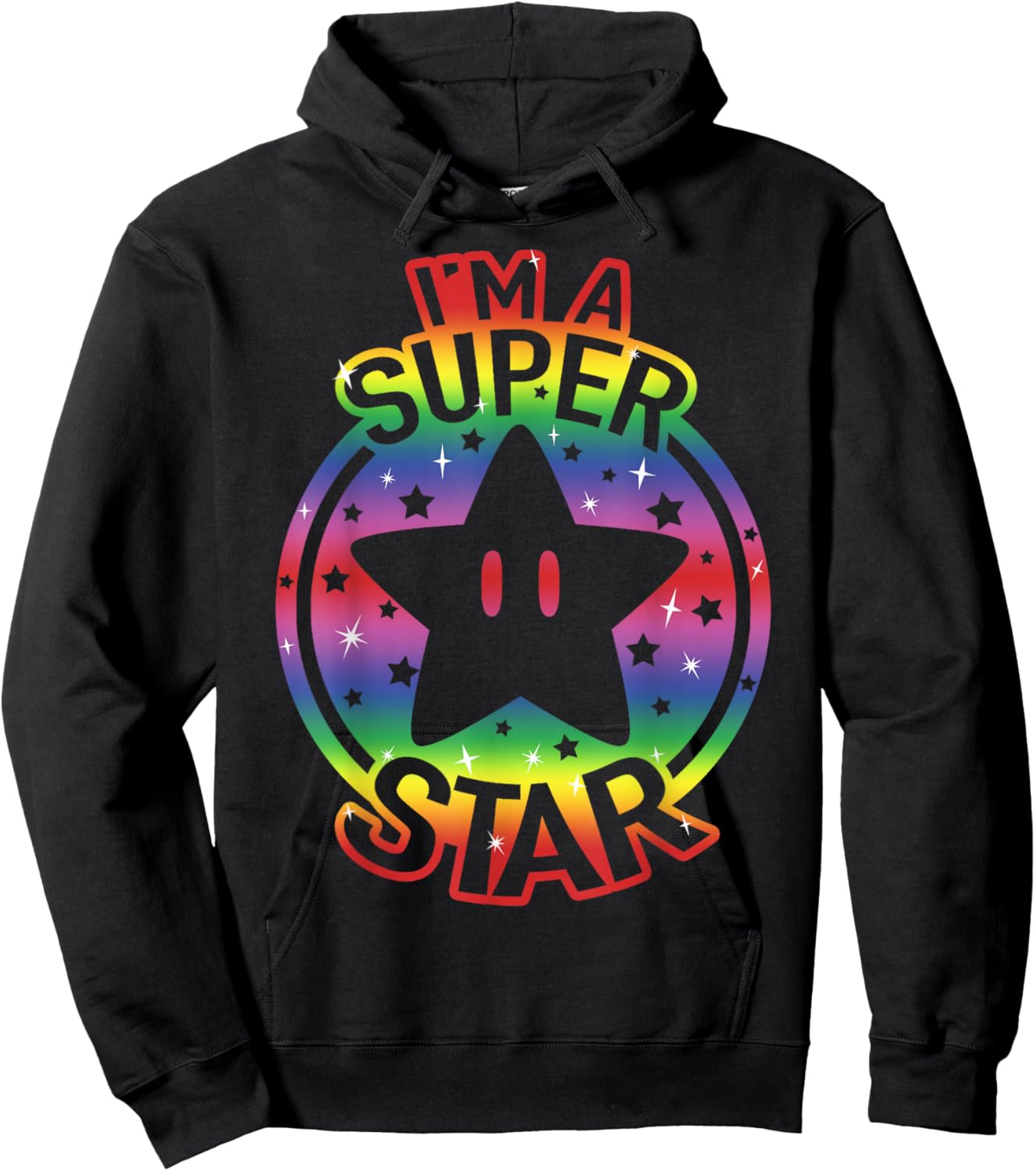 Super Mario Pride I'm A Super Star Rainbow Vintage Nintendo Hoodie - Hoodie | Black