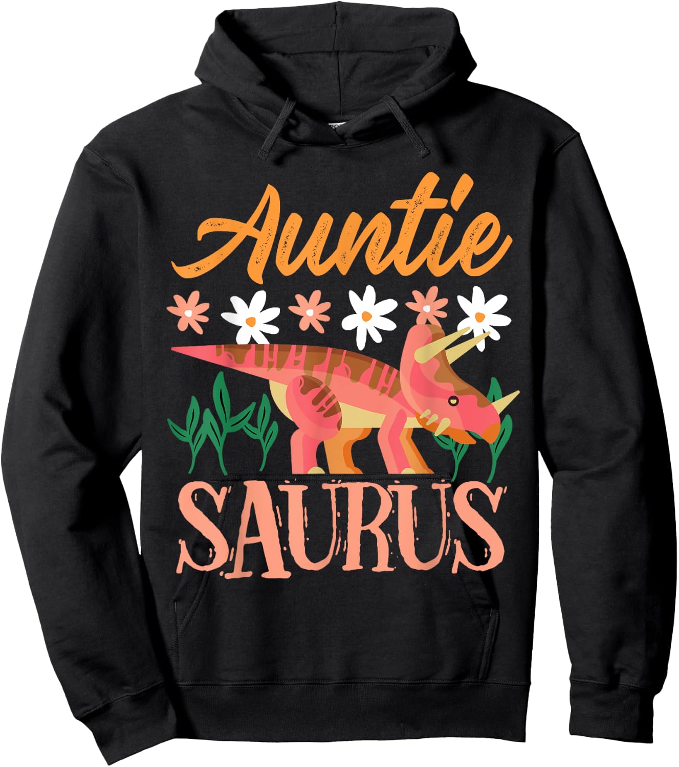 Auntie Saurus Dino Design For Aunt Relative Hoodie - Hoodie | Black