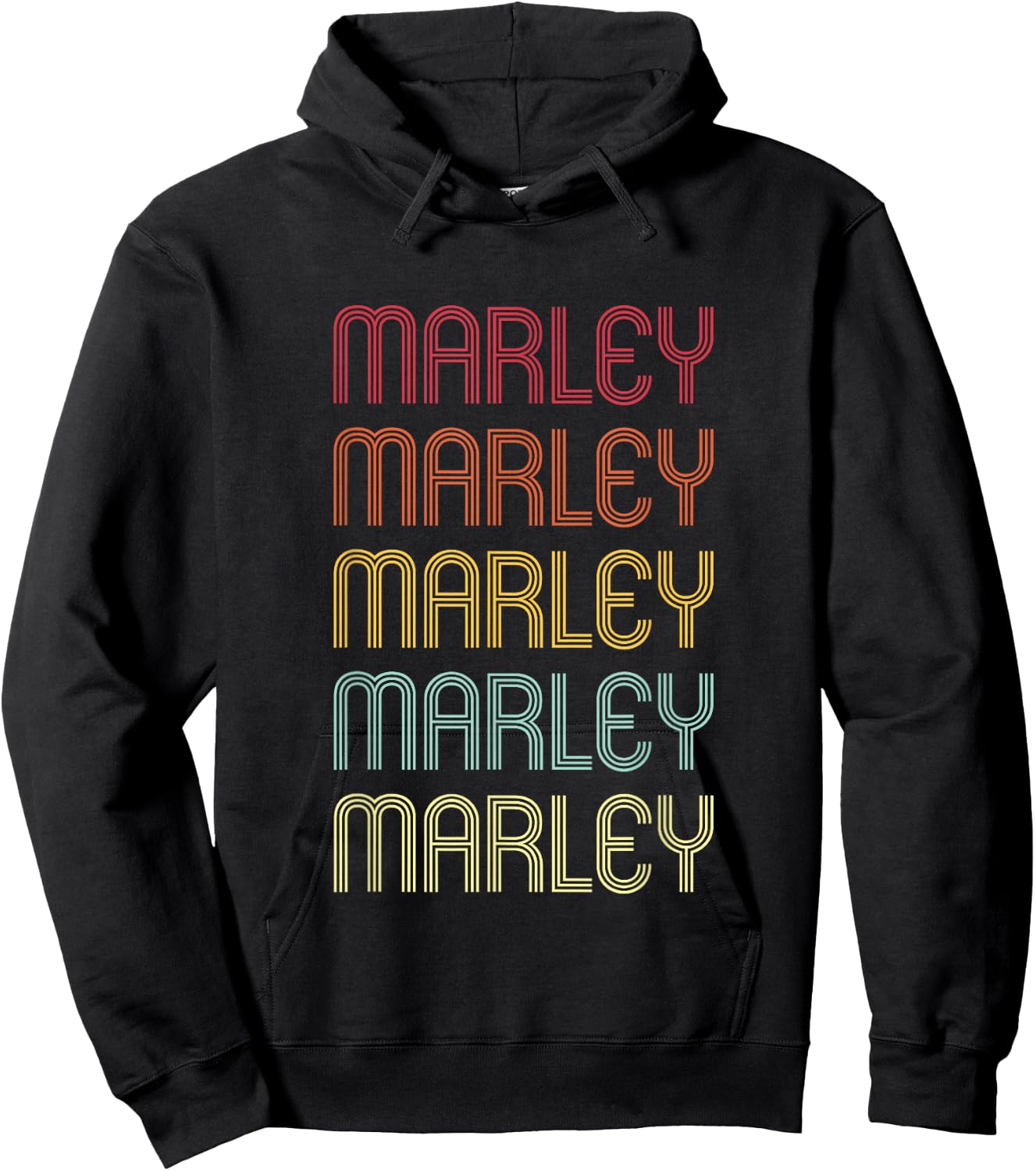 Marley Retro Wordmark Pattern Vintage Personalized 70s Hoodie - Hoodie | Black