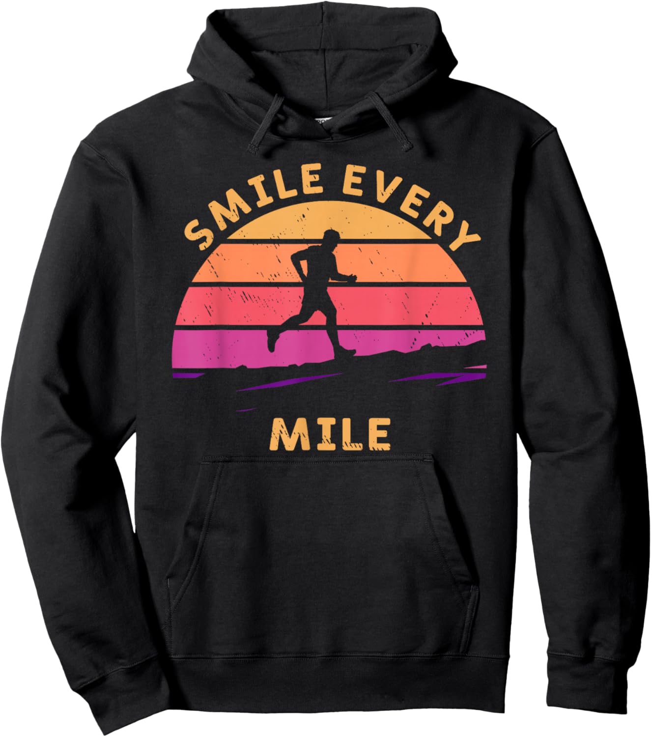Trail Running Vintage Smile Every Mile run gift Hoodie - Hoodie | Black