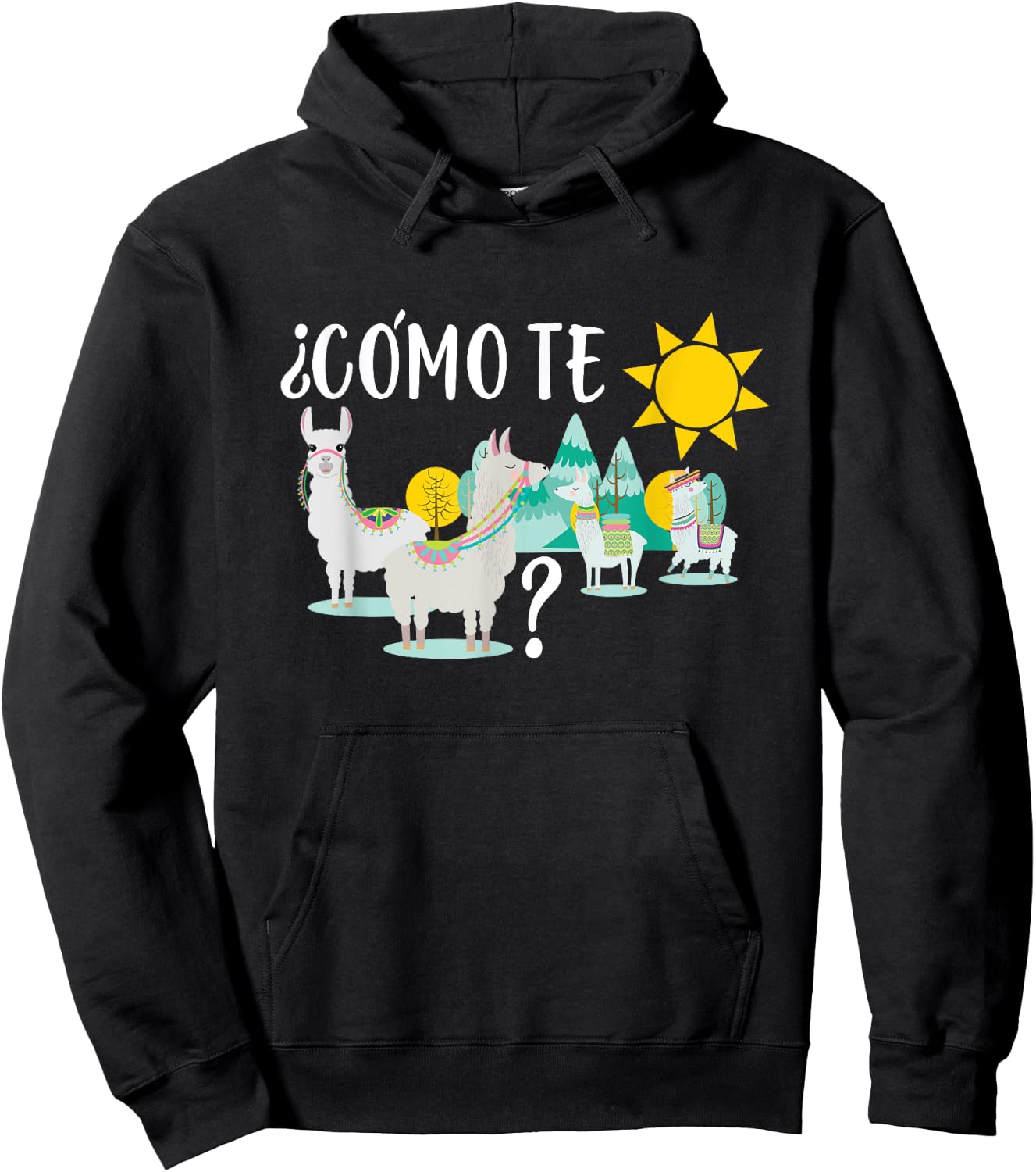 Women Llama Shirt Como Te LLamas Funny Spanish Teacher Gift Hoodie - Hoodie | Black
