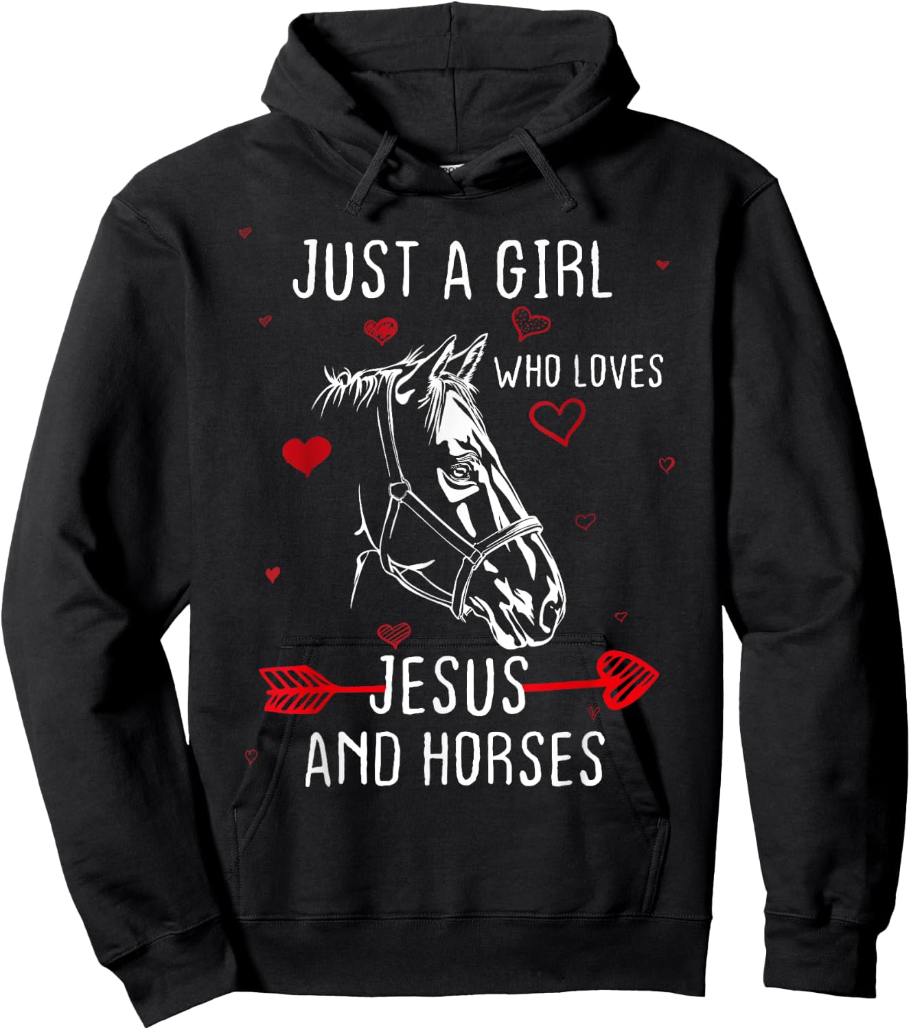 Horses And Jesus Lovers , Gift girls & women Hoodie - Hoodie | Black
