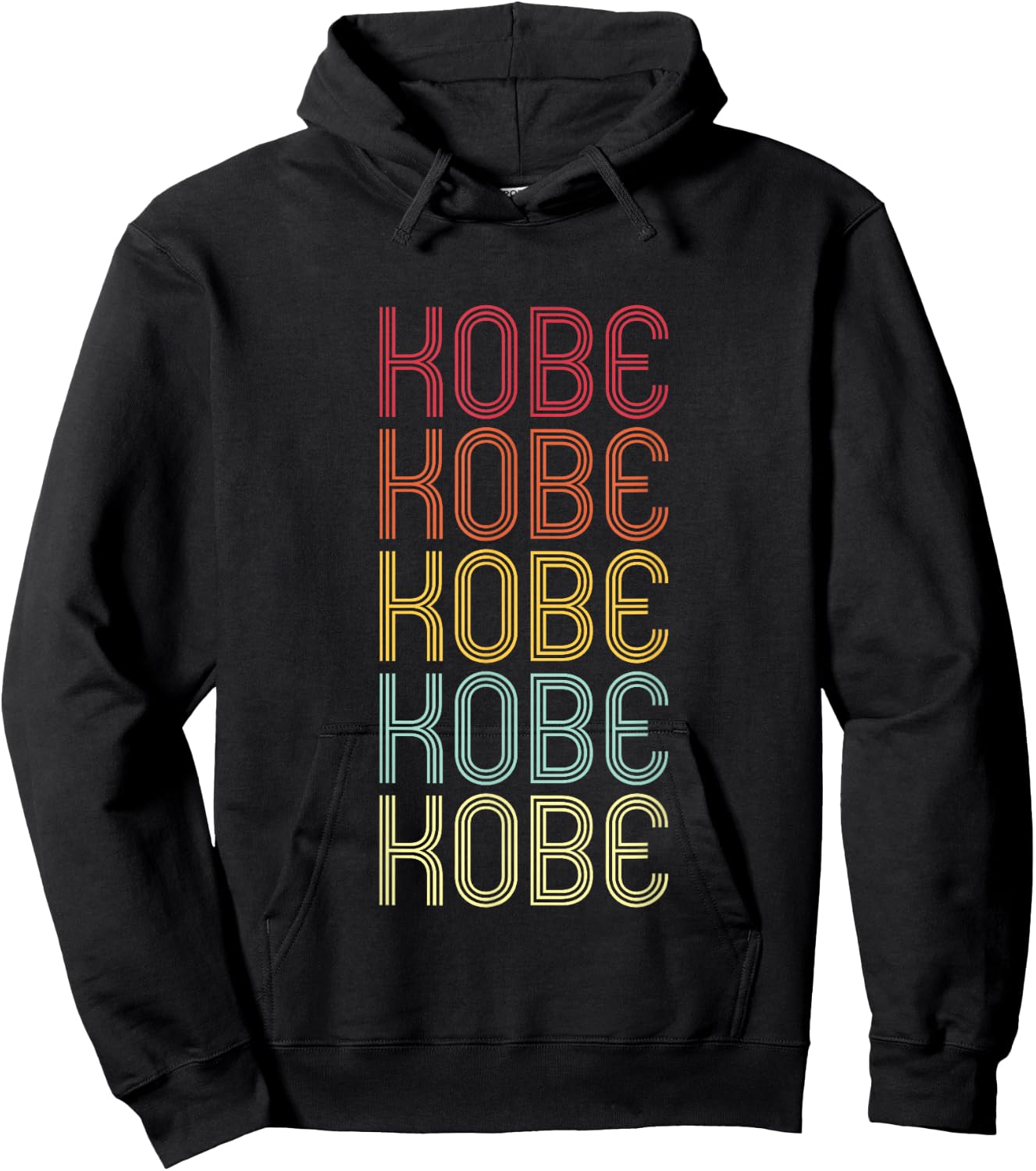 Kobe Retro Wordmark Pattern Vintage Personalized 70s Hoodie - Hoodie | Black