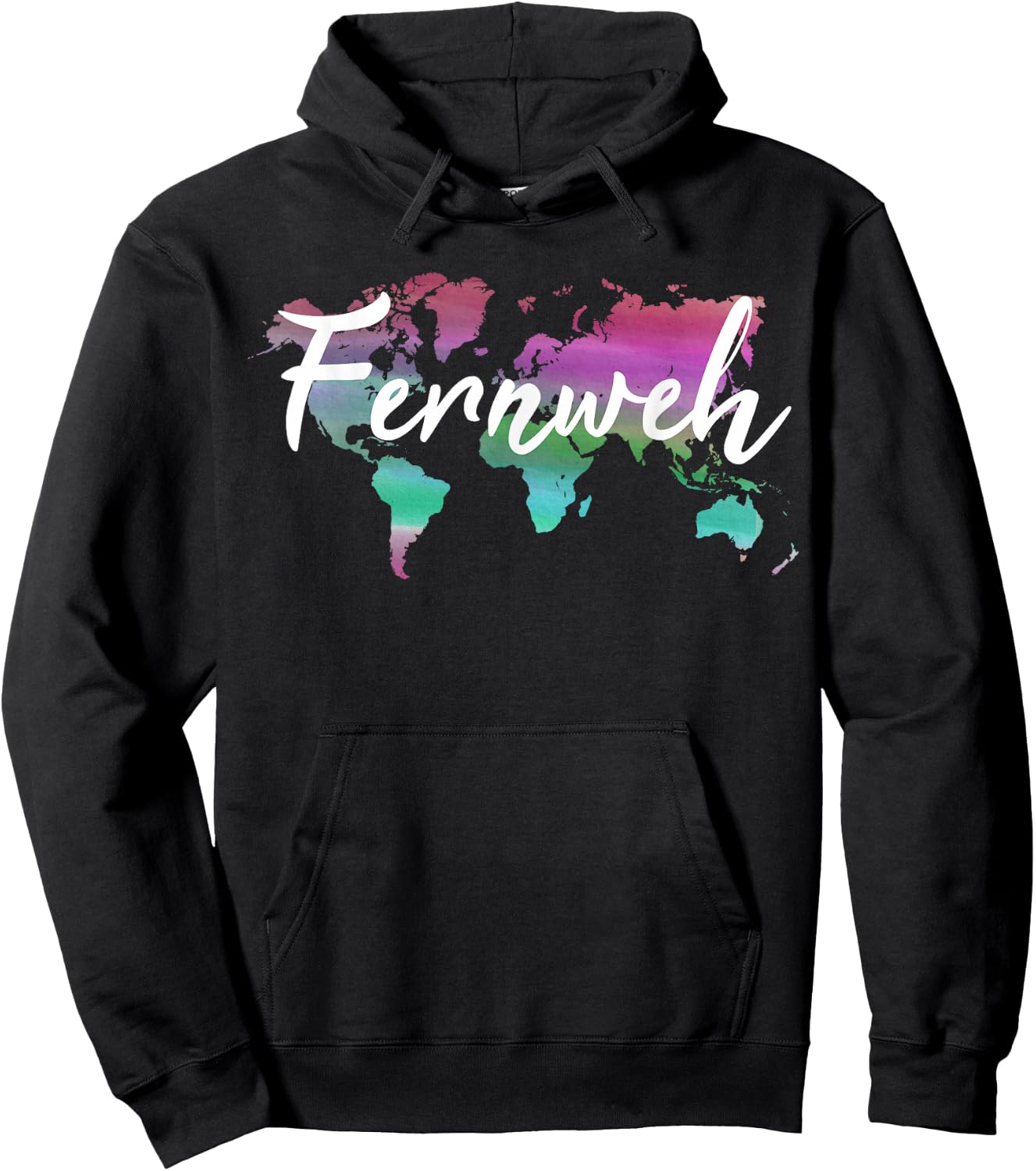 Fernweh World Map Backpacker Travel World Travel Traveler Travel Hoodie - Hoodie | Black