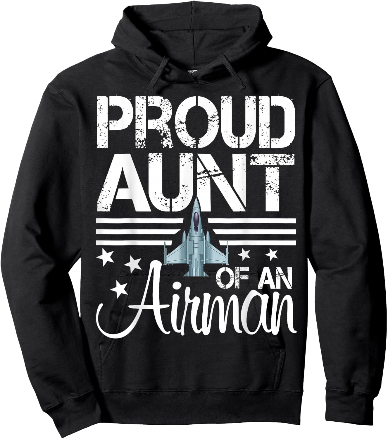 Proud Aunt of an Airman Shirt Jet Plane Pilot Hoodie - Hoodie | Black
