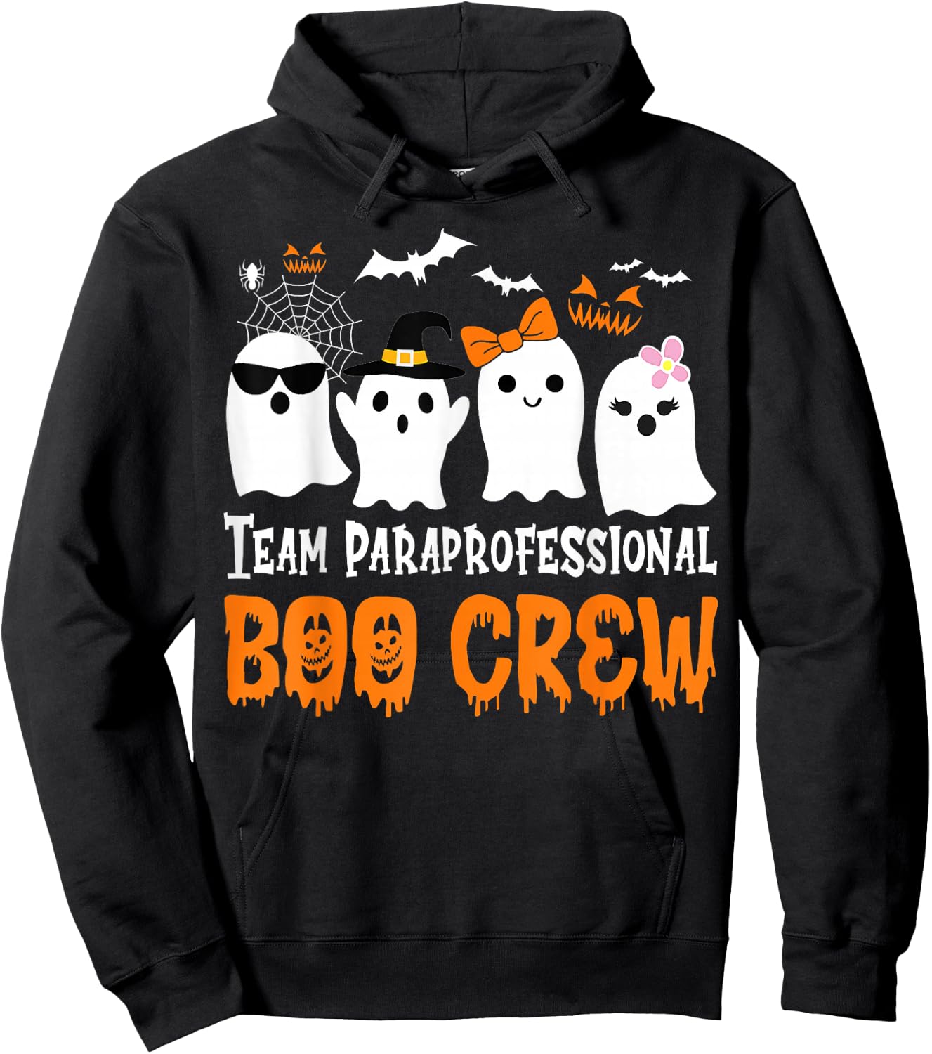 Team Paraprofessional Boo Crew Pumpkin Scary Halloween Hoodie - Hoodie | Black