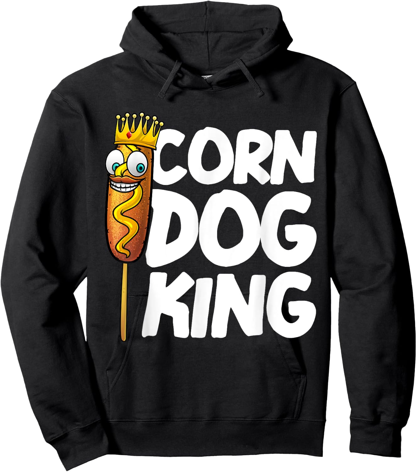 Funny Corn Dog Gift Kids Men King Hotdog Sausage Foodie Hoodie - Hoodie | Black