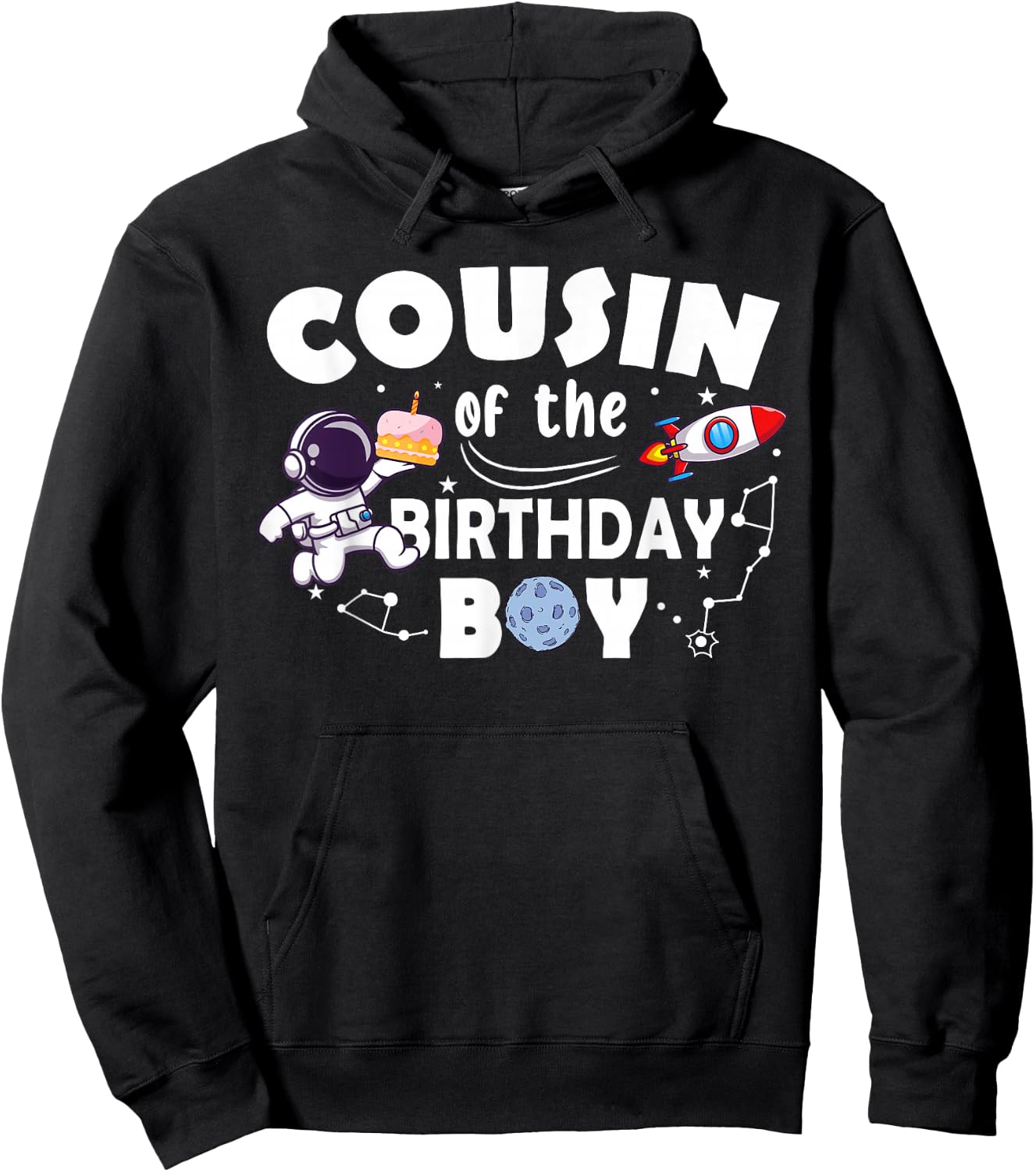 Cousin Of The Birthday Astronaut Boy Space Theme Hoodie - Hoodie | Black